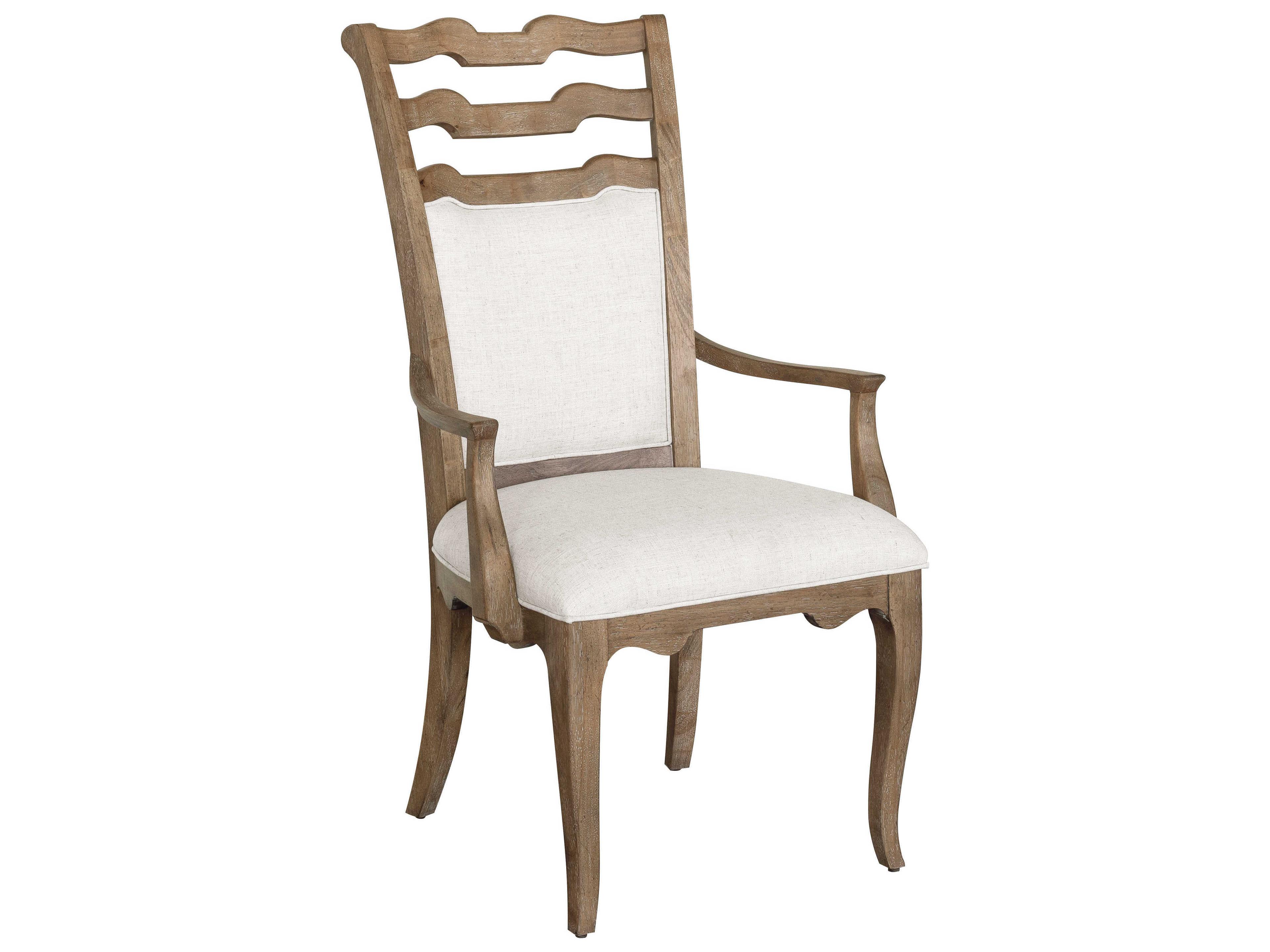 Weston Hills Hardwood Beige Upholstered Arm Dining Chair