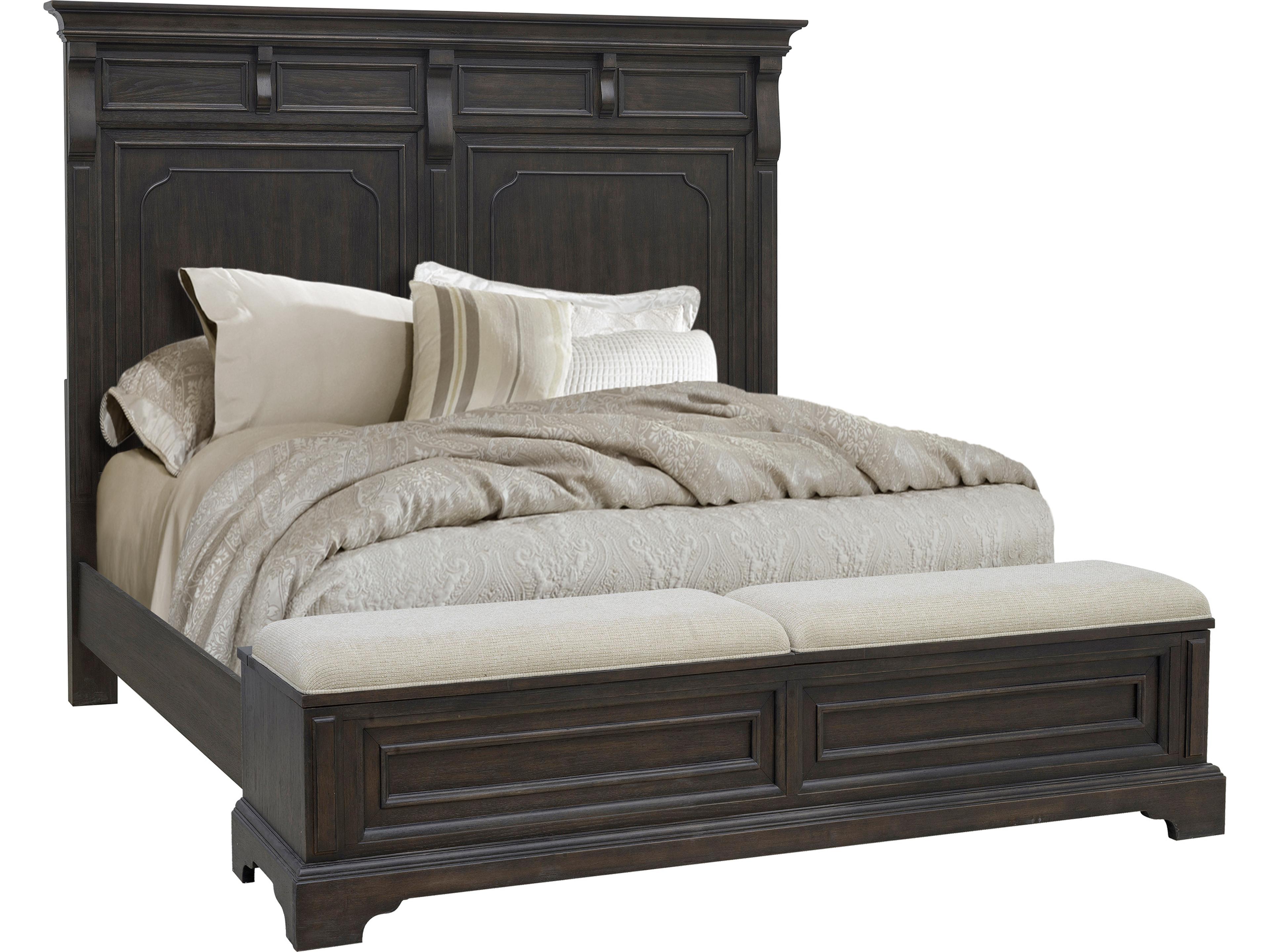 Hickory Creek Brown Velvet Wood King Panel Bed