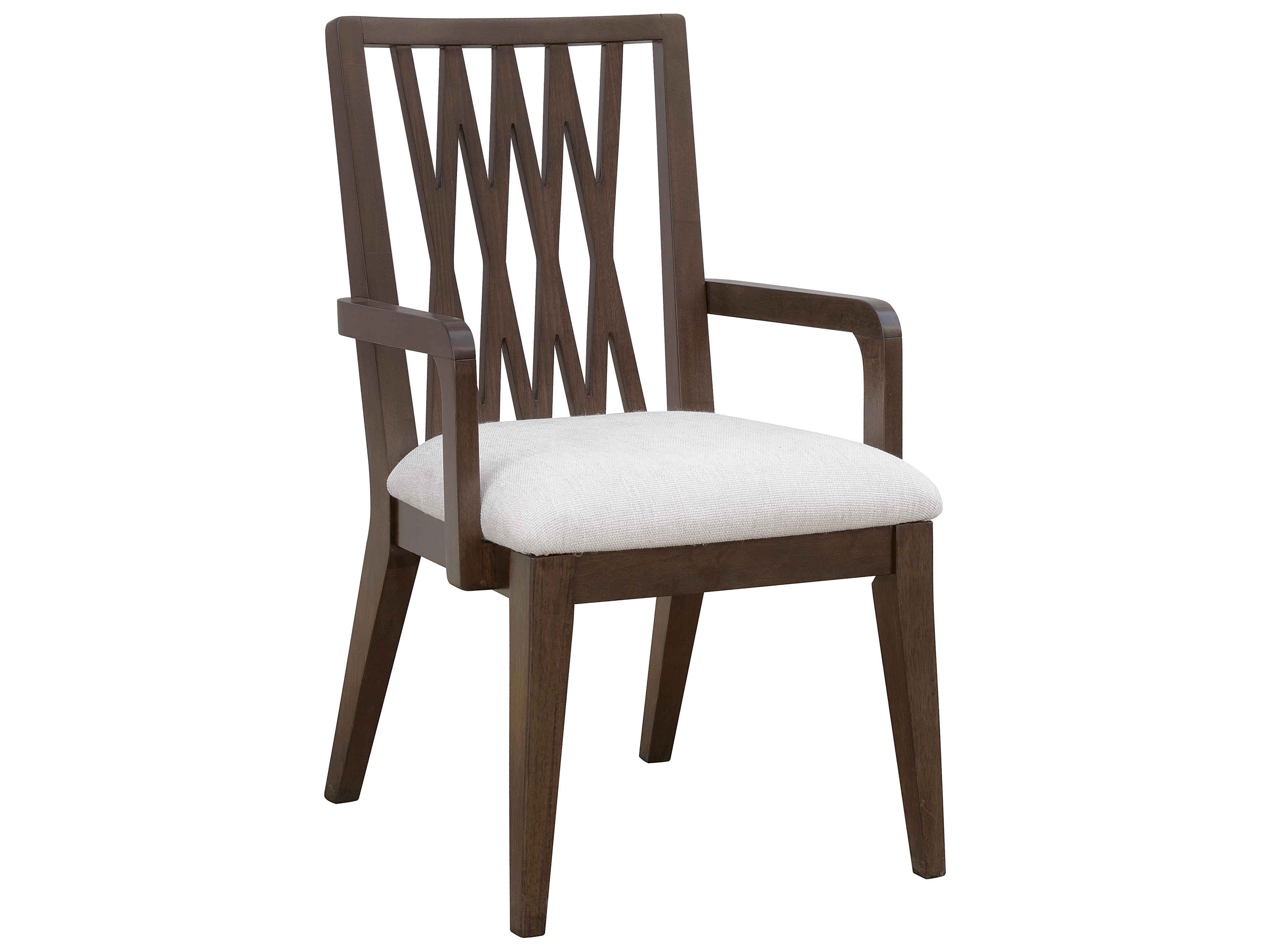 Asher Park Rubberwood Brown Upholstered Arm Dining Chair