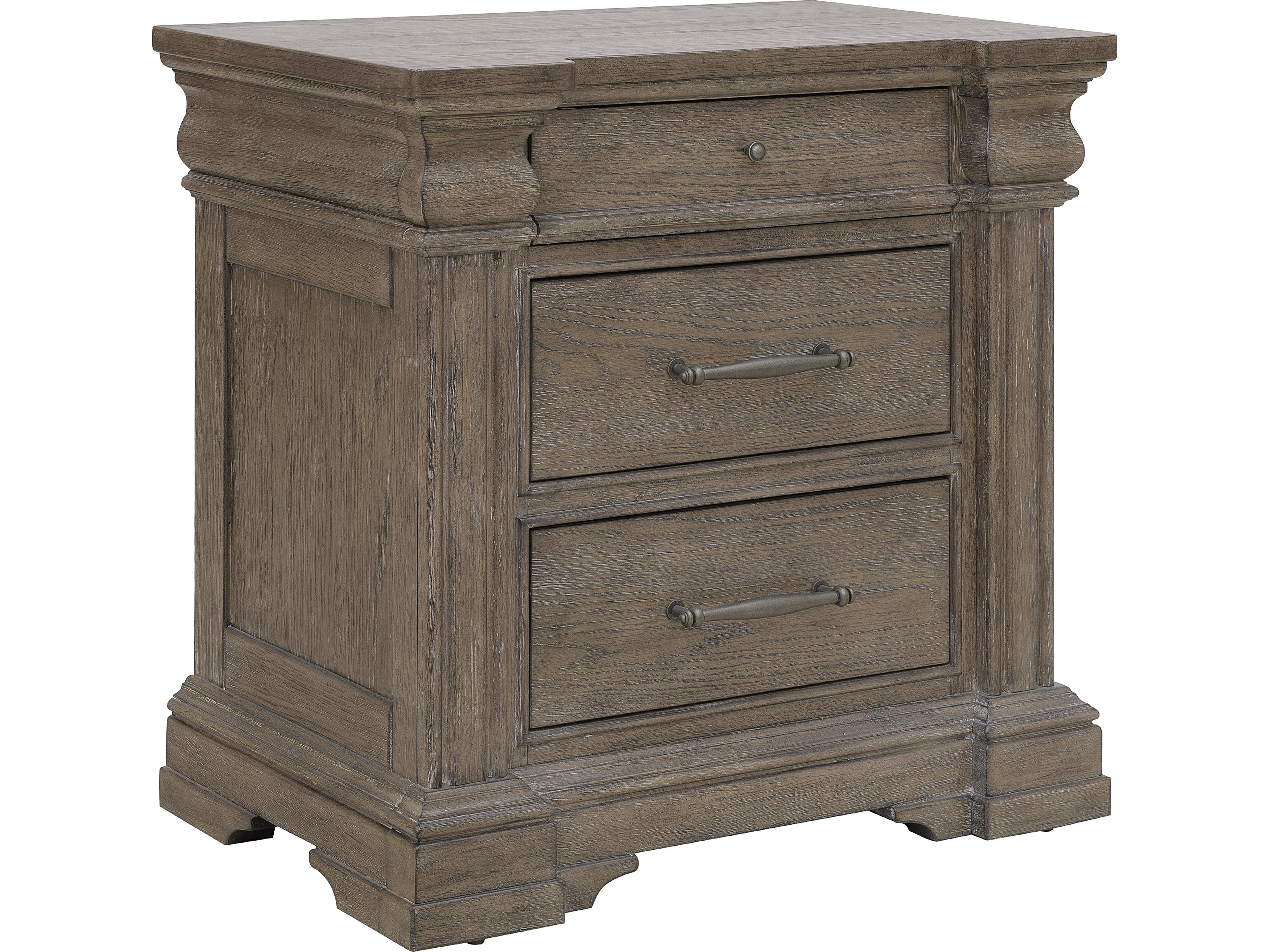 Madison Ridge Brown 3-Drawers Rubberwood Nightstand