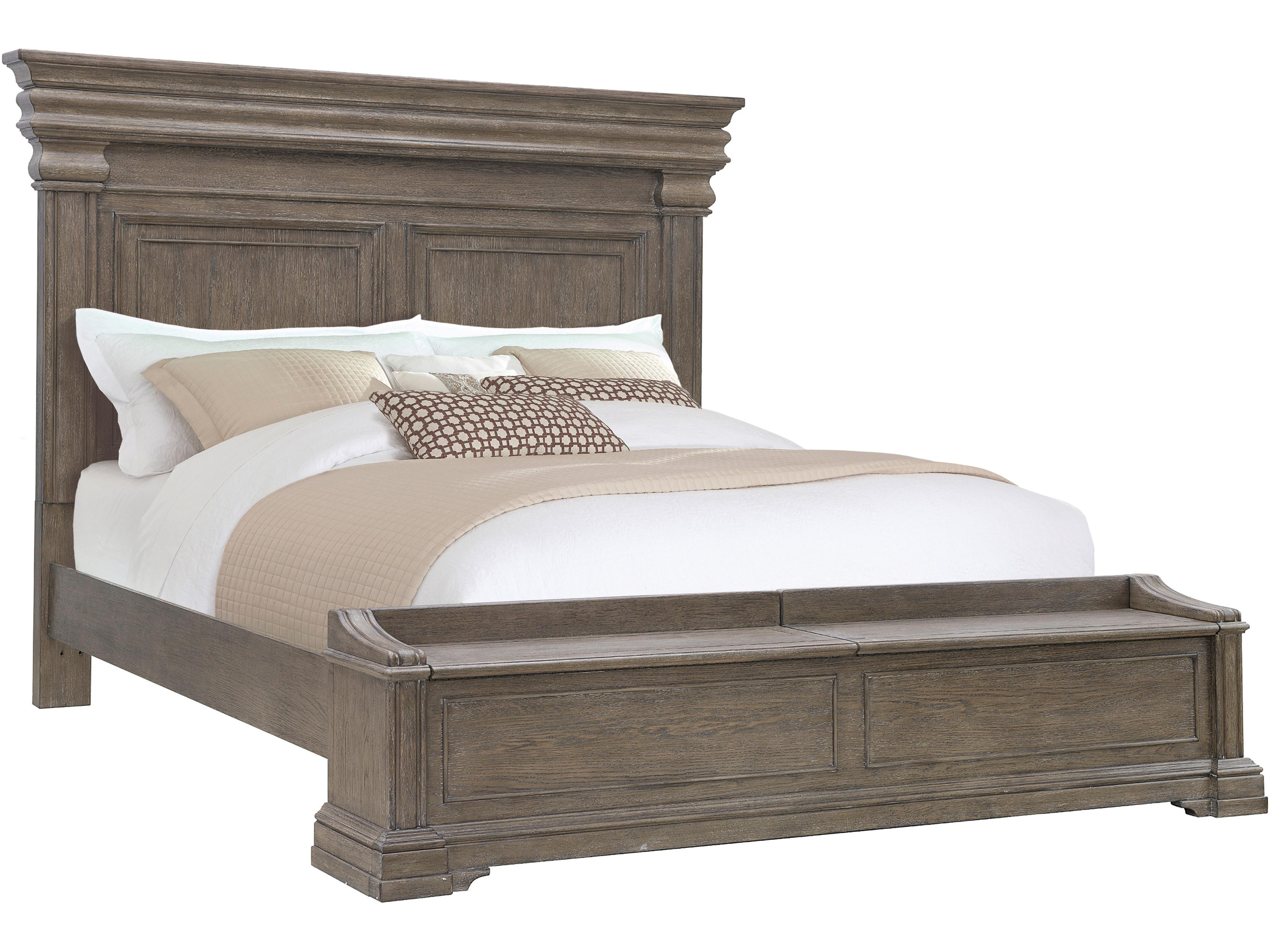 Madison Ridge Brown Natural Bark Rubberwood Wood Queen Panel Bed
