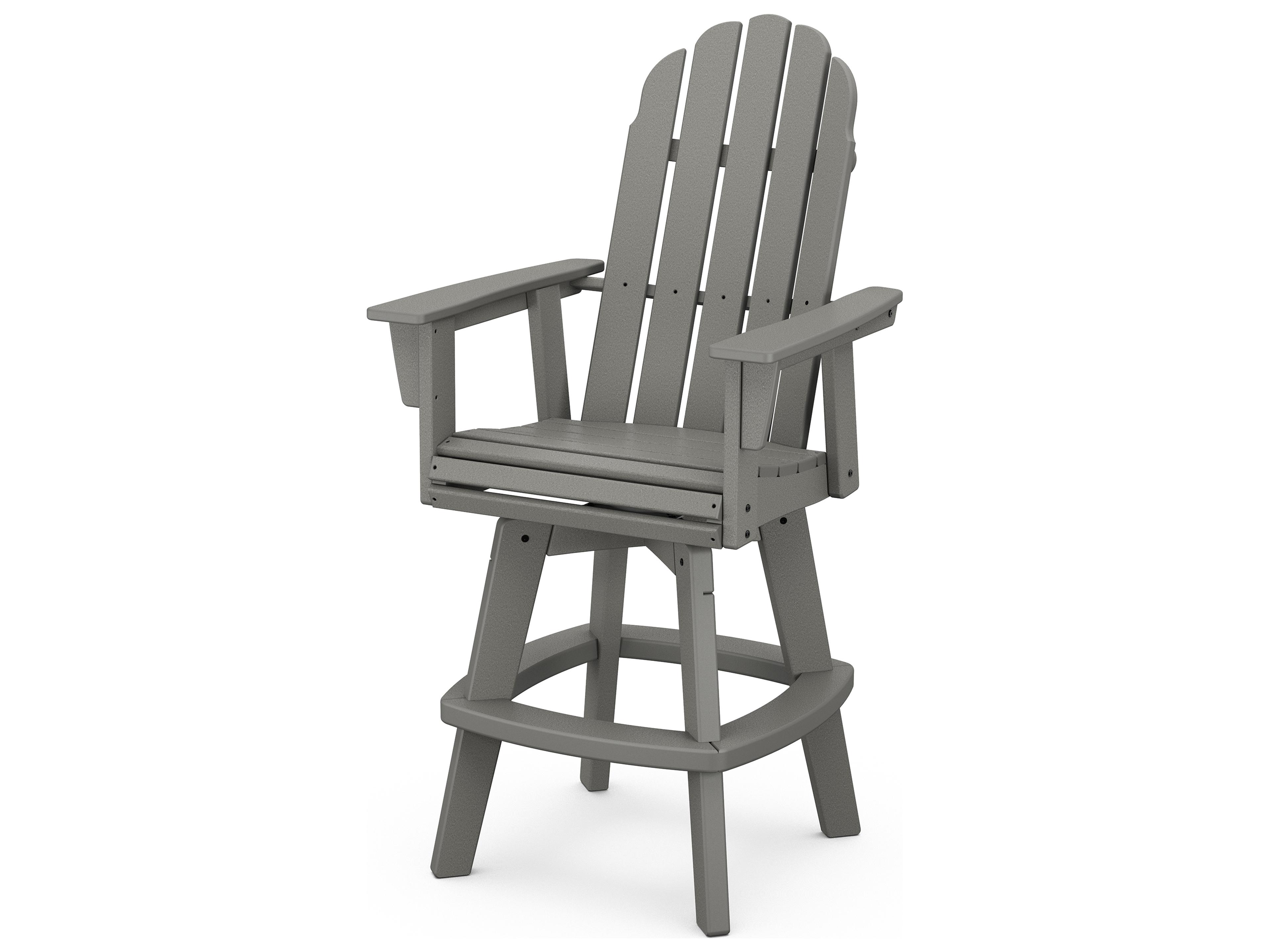 POLYWOOD® Vineyard Recycled Plastic Adirondack Swivel Outdoor Bar Chair