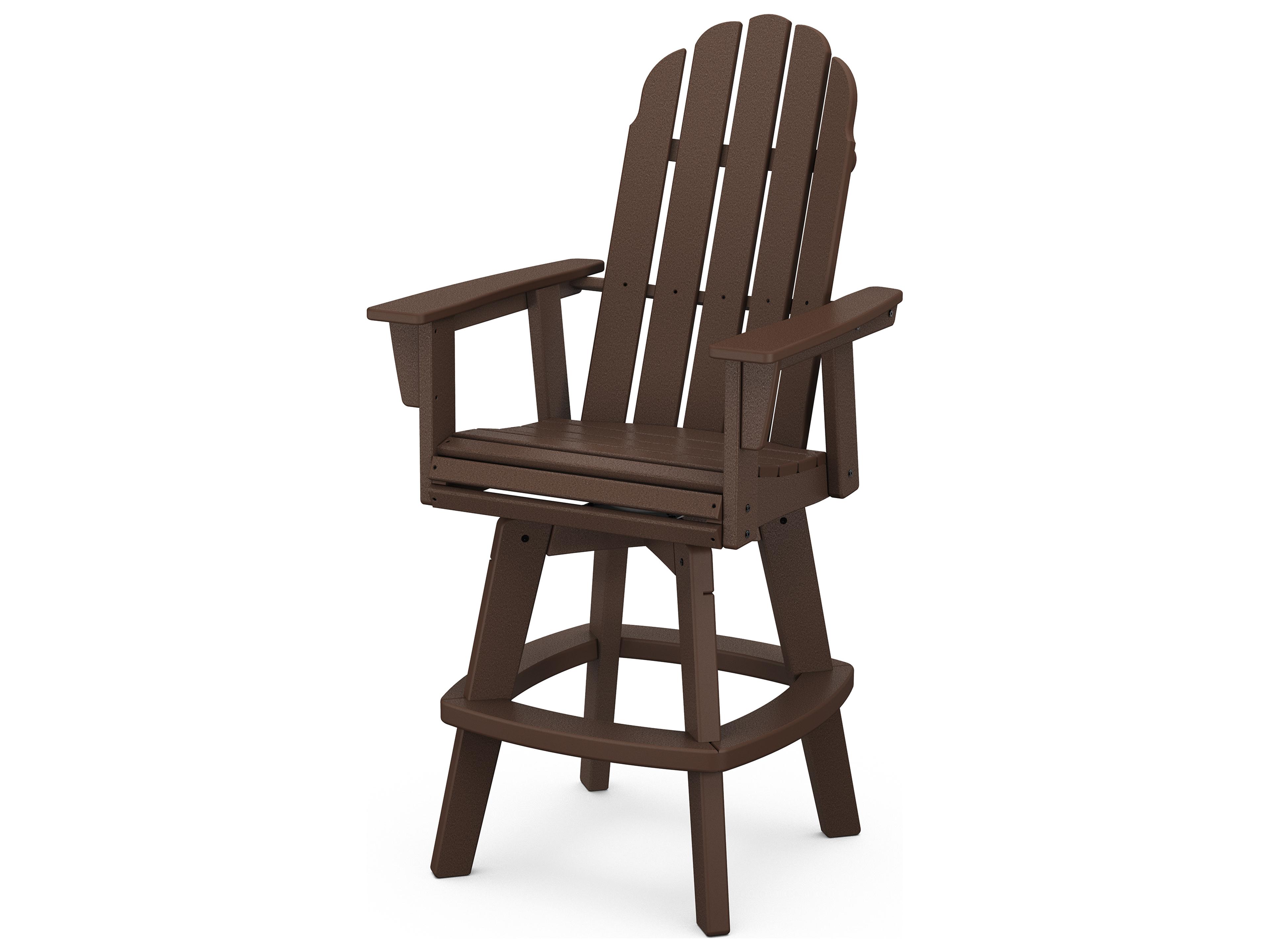 POLYWOOD® Vineyard Recycled Plastic Adirondack Swivel Outdoor Bar Chair