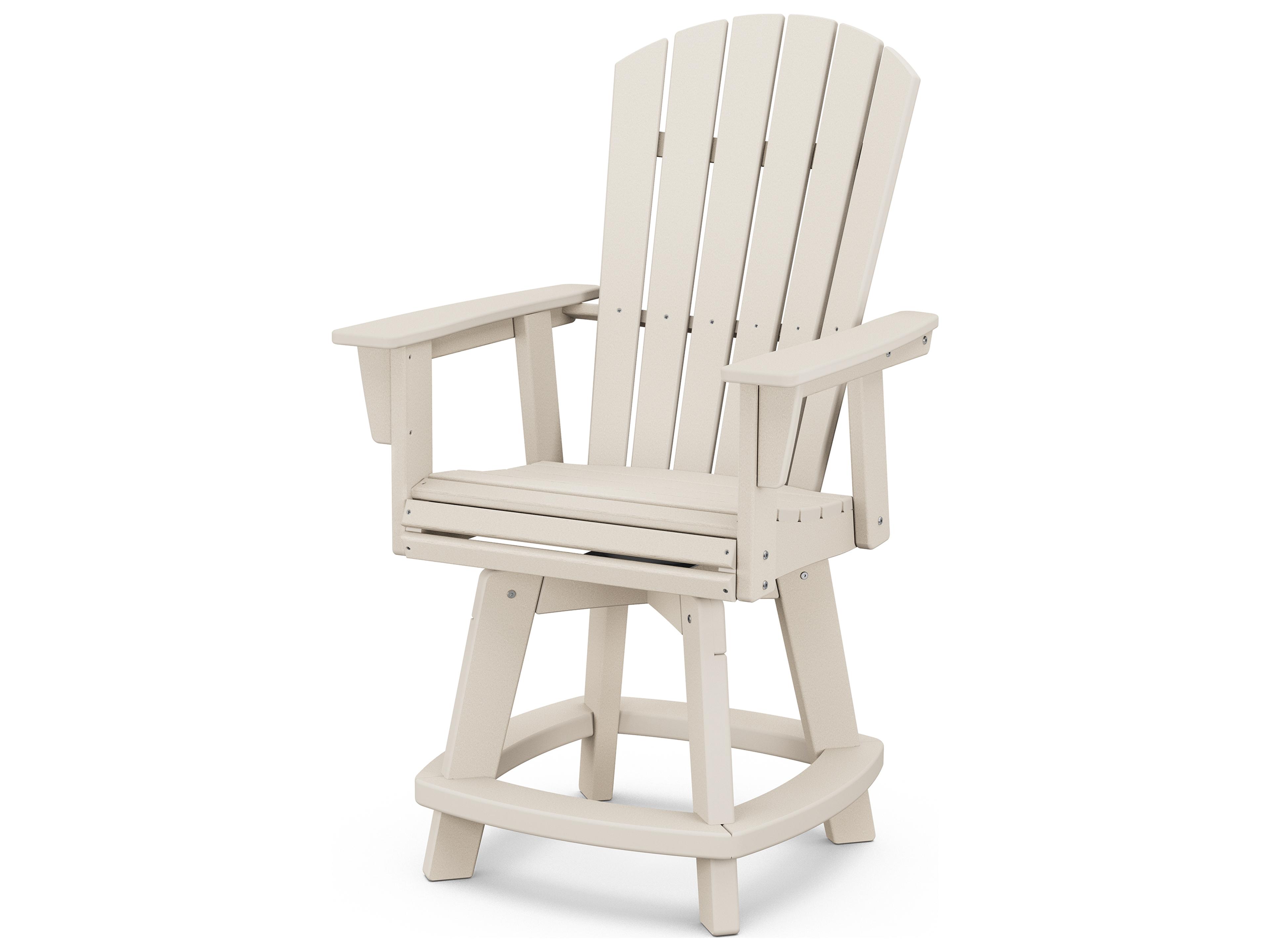 POLYWOOD® Nautical Recycled Plastic Adirondack Swivel Patio Counter Chair
