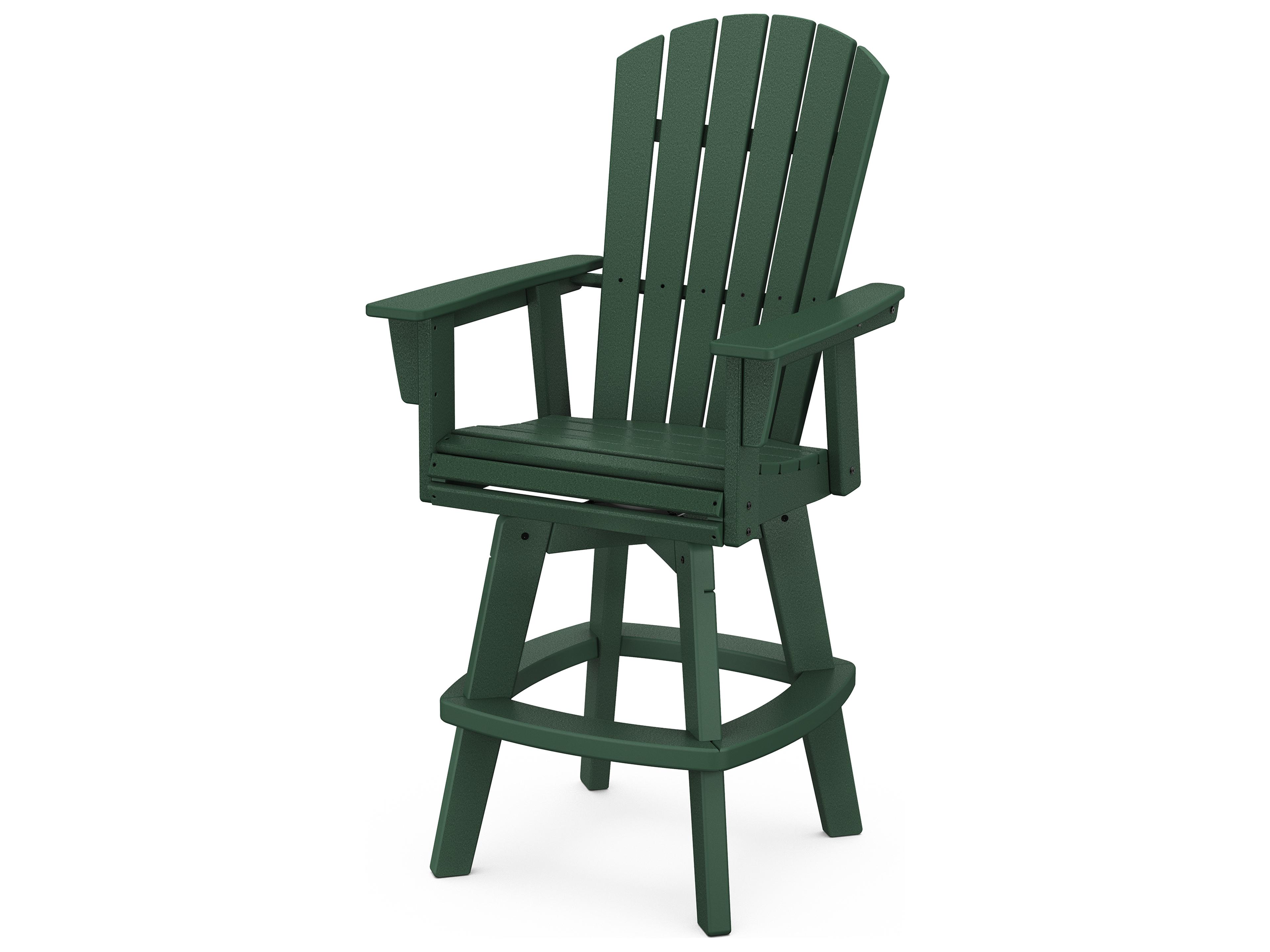 POLYWOOD® Nautical Recycled Plastic Adirondack Swivel Outdoor Patio Bar Chair