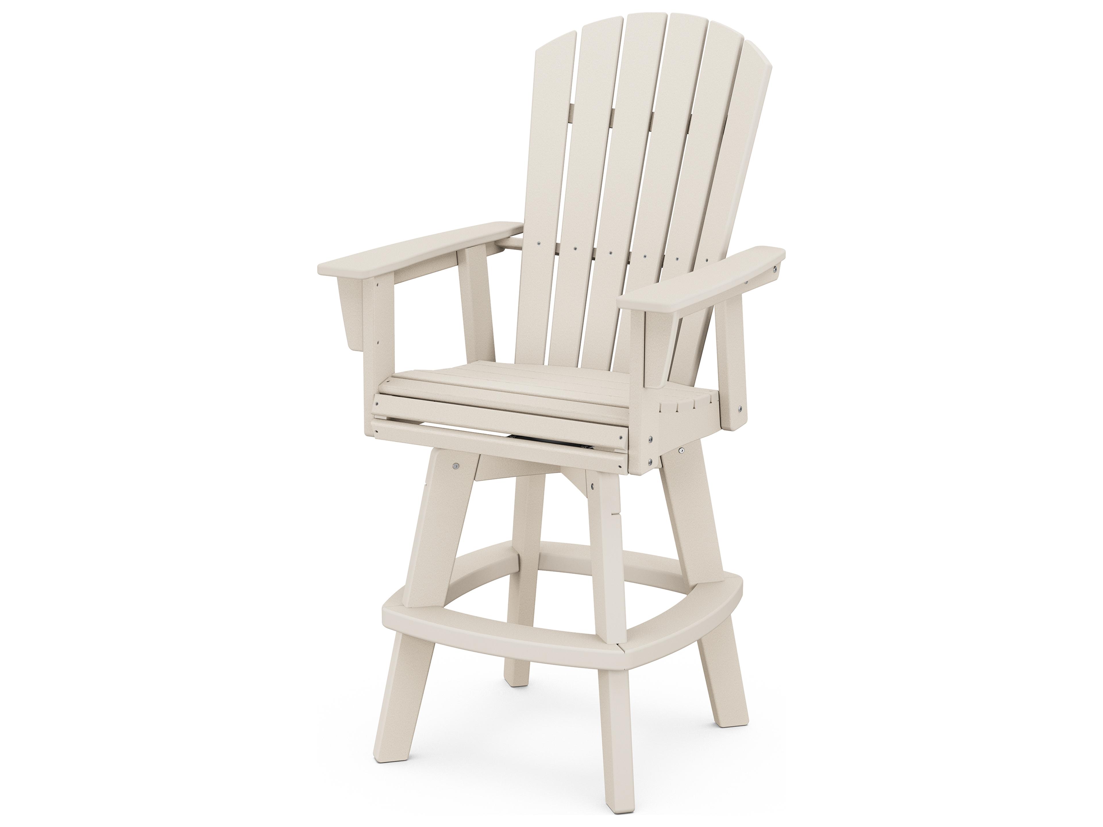 POLYWOOD® Nautical Recycled Plastic Adirondack Swivel Outdoor Patio Bar Chair