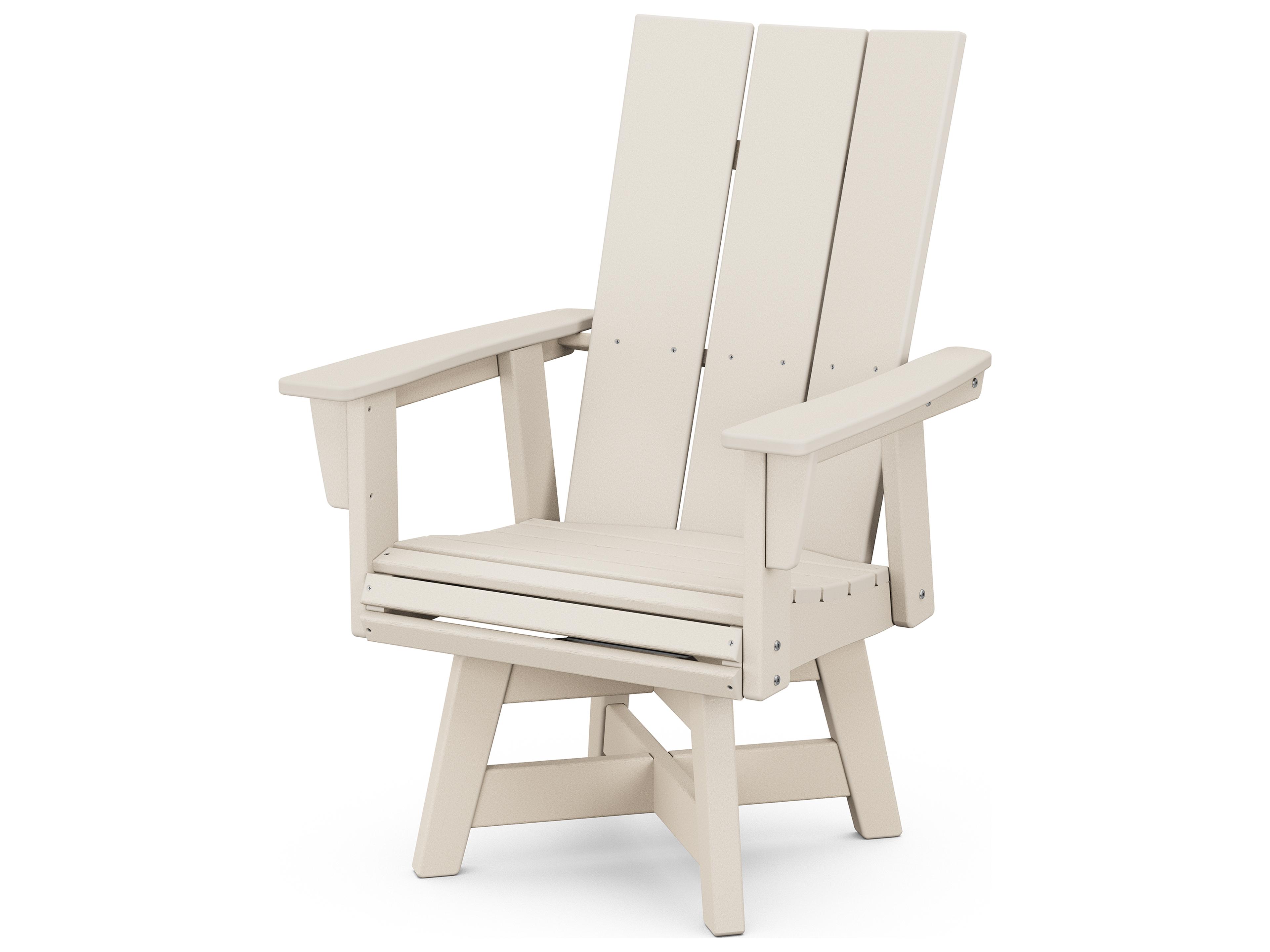 Modern Recycled Plastic Curveback Adirondack Swivel Patio Dining Arm Chair