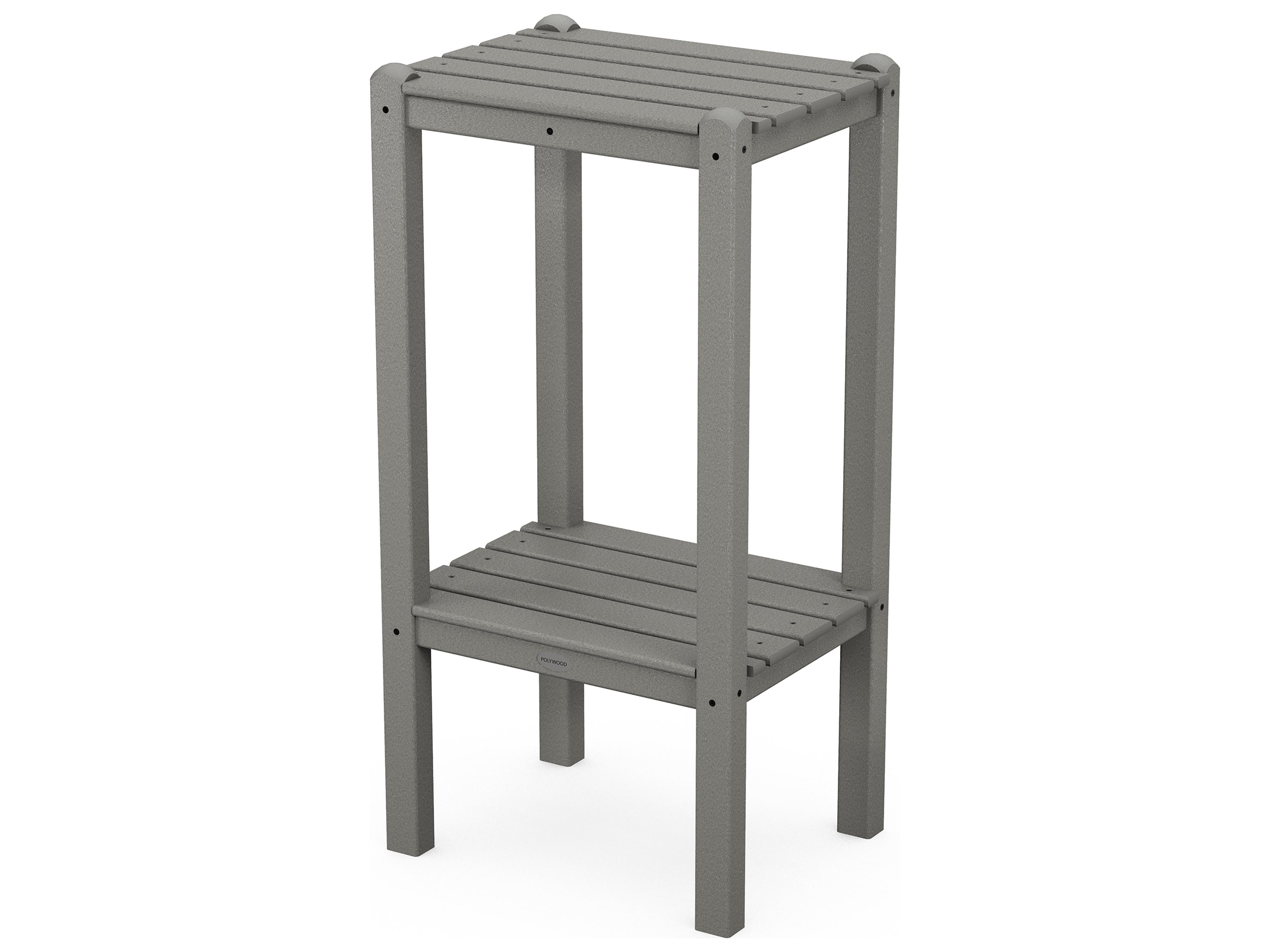 POLYWOOD® Traditional Recycled Plastic Rectangular Tall Outdoor Patio End Table