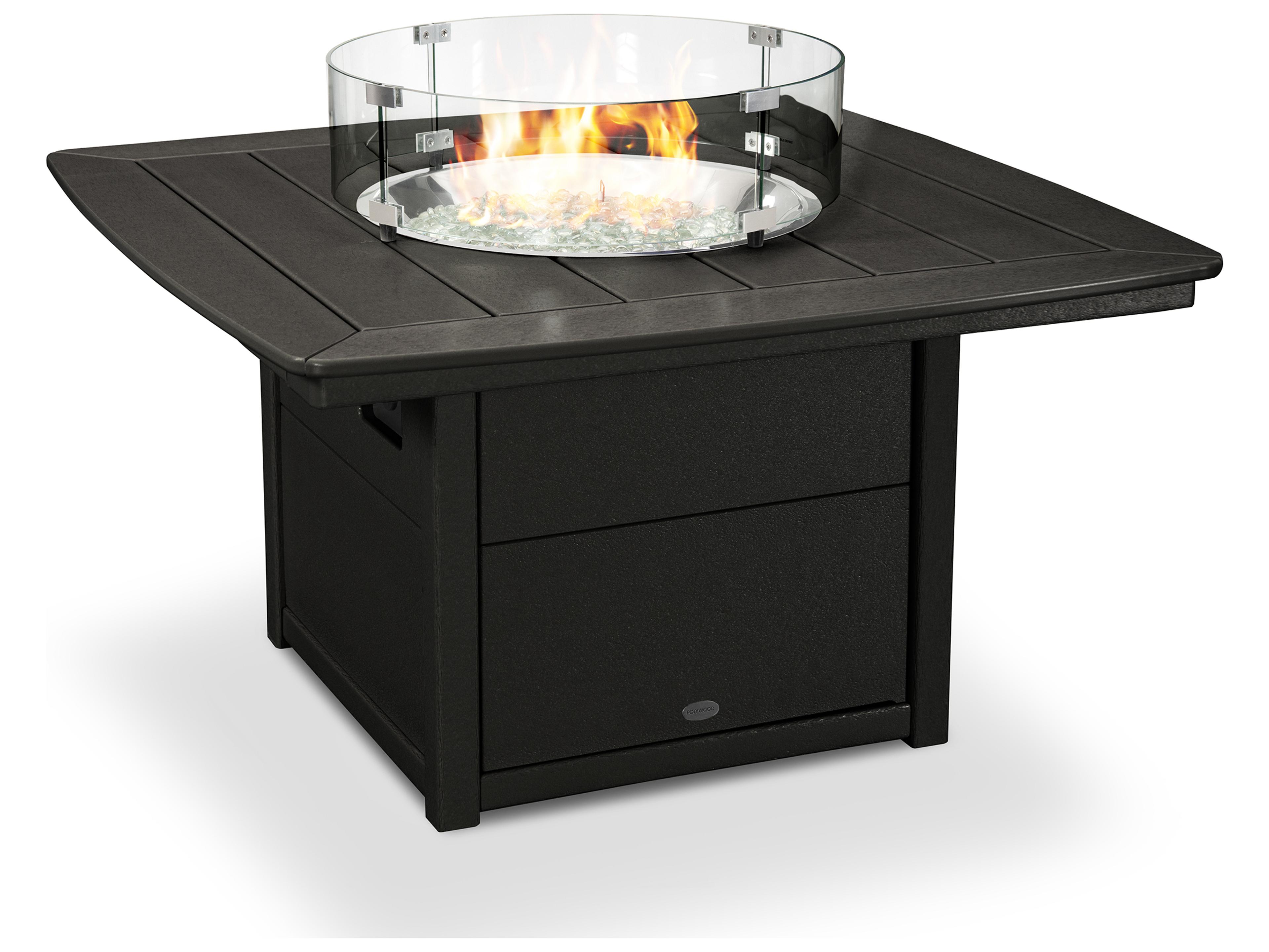 POLYWOOD® Nautical Recycled Plastic Square Patio Fire Pit Table
