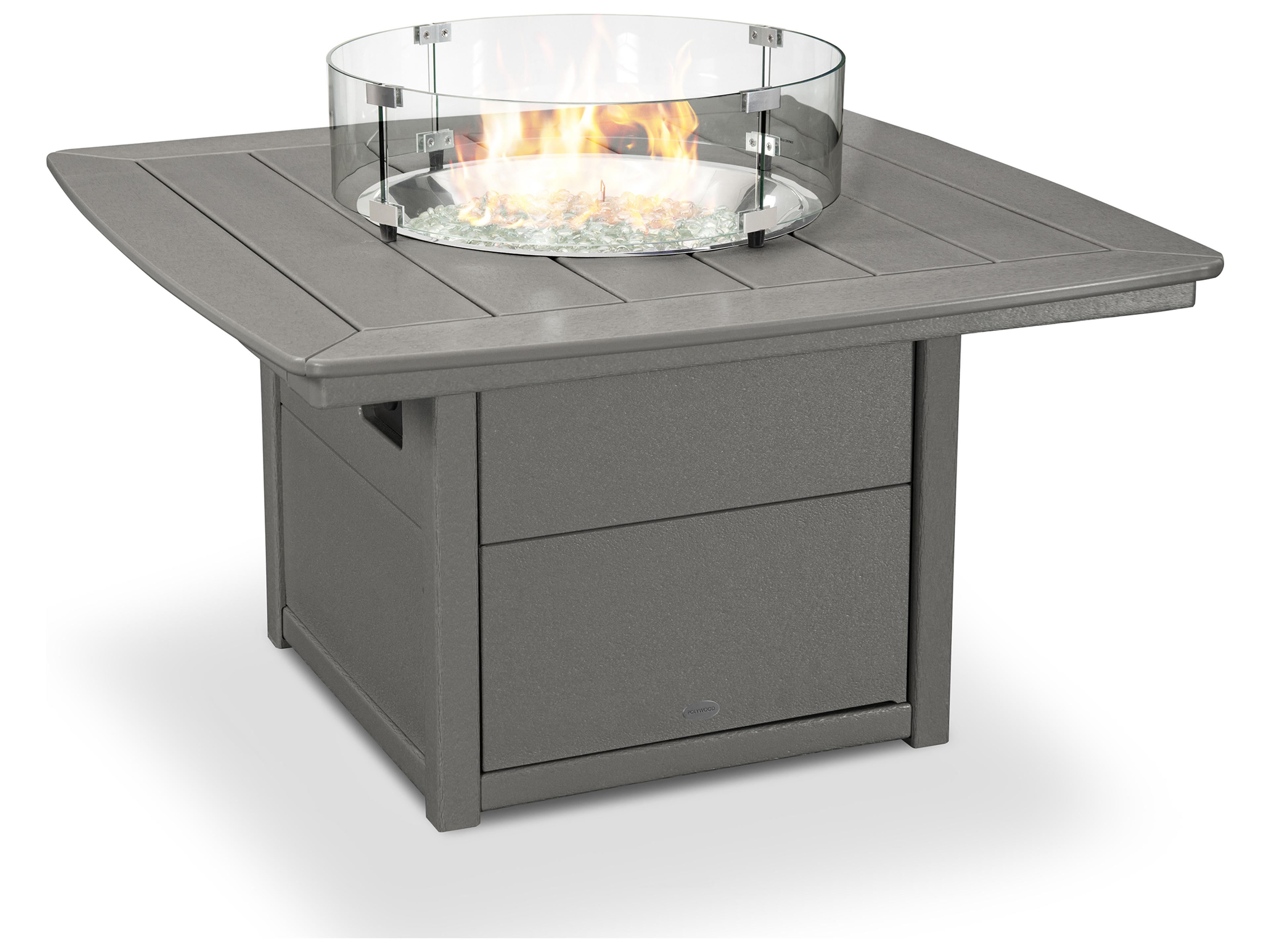 POLYWOOD® Nautical Recycled Plastic Square Patio Fire Pit Table