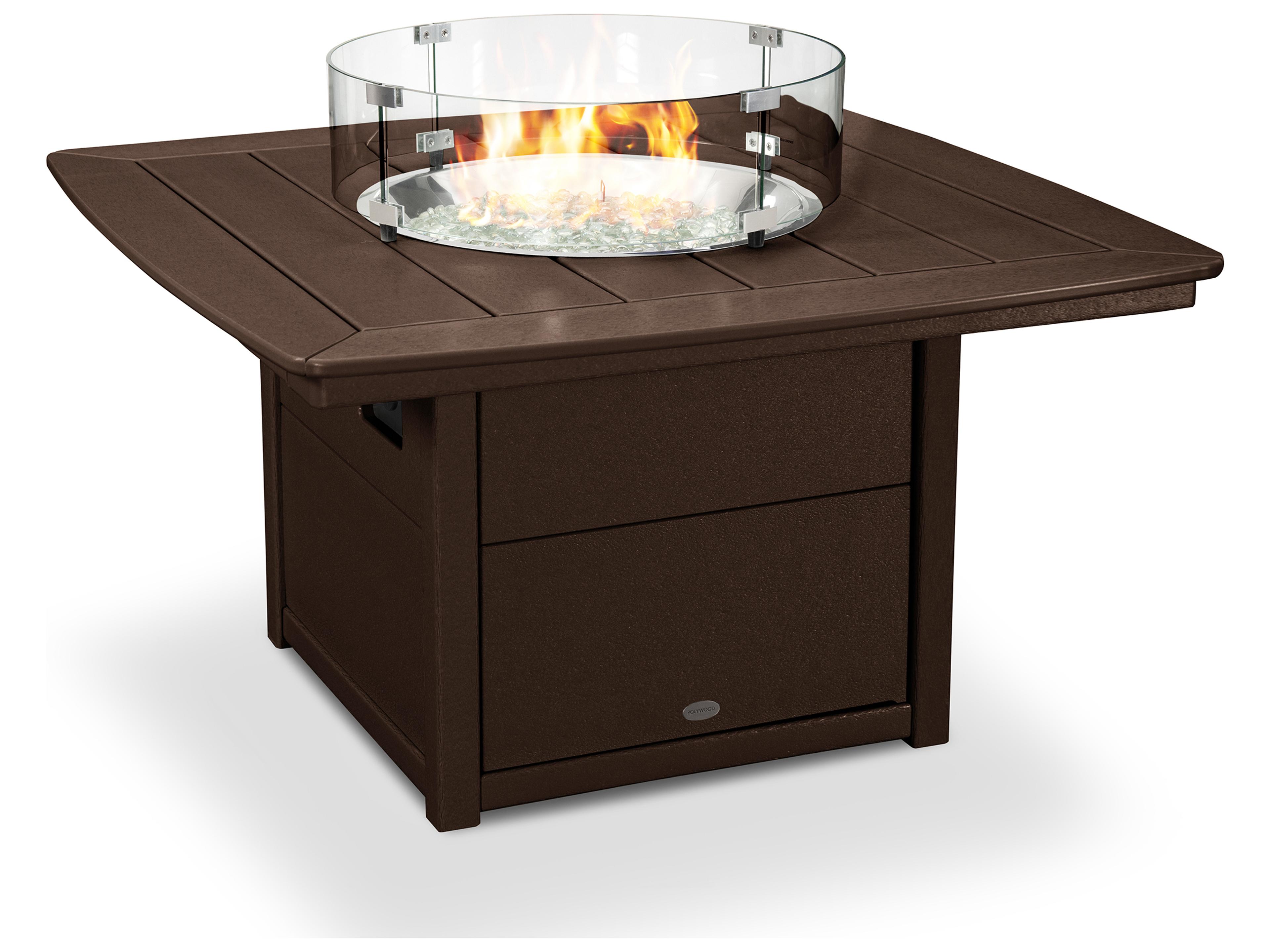 POLYWOOD® Nautical Recycled Plastic Square Patio Fire Pit Table