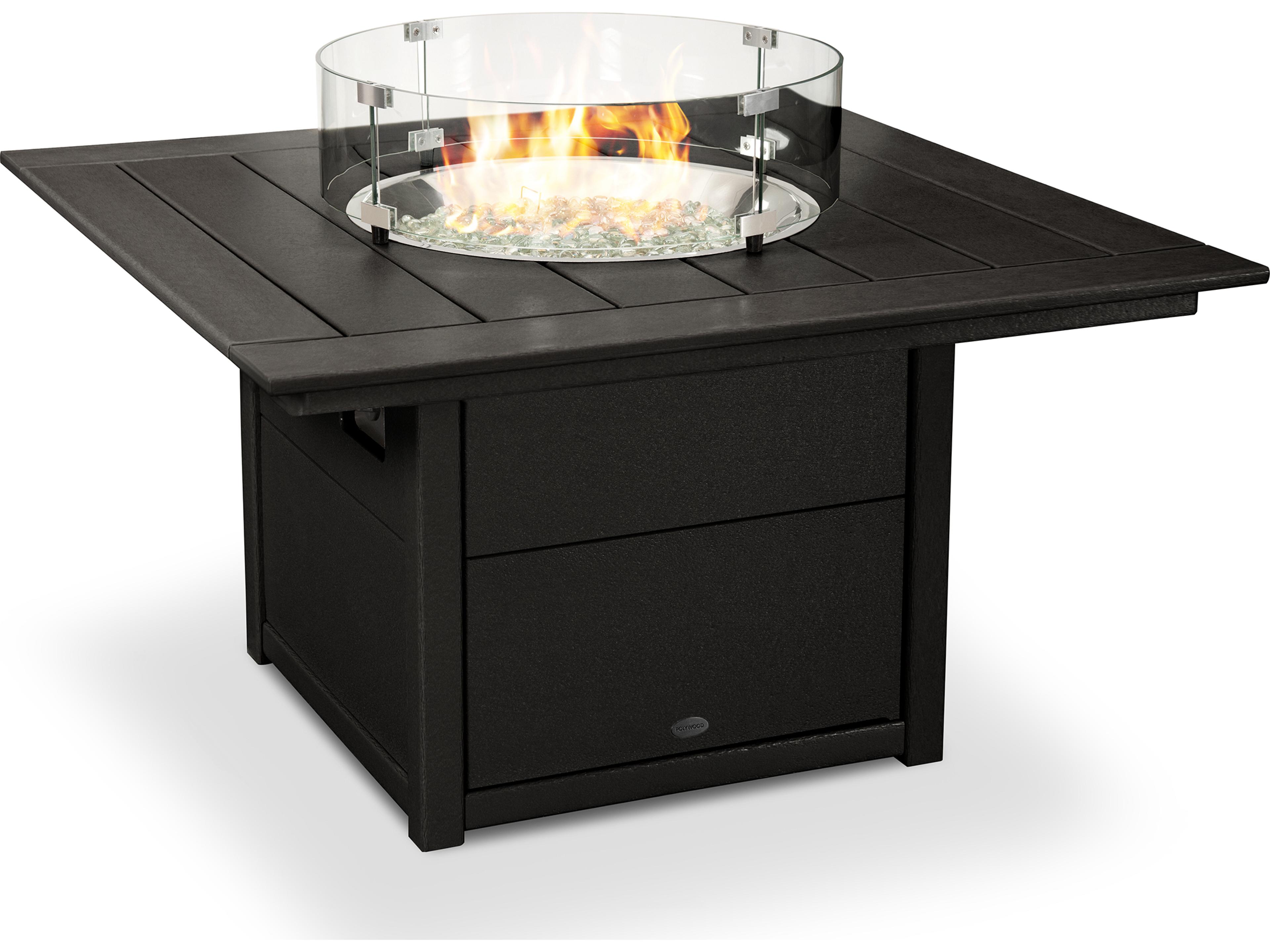 POLYWOOD® Recycled Plastic Square Outdoor Fire Pit Table