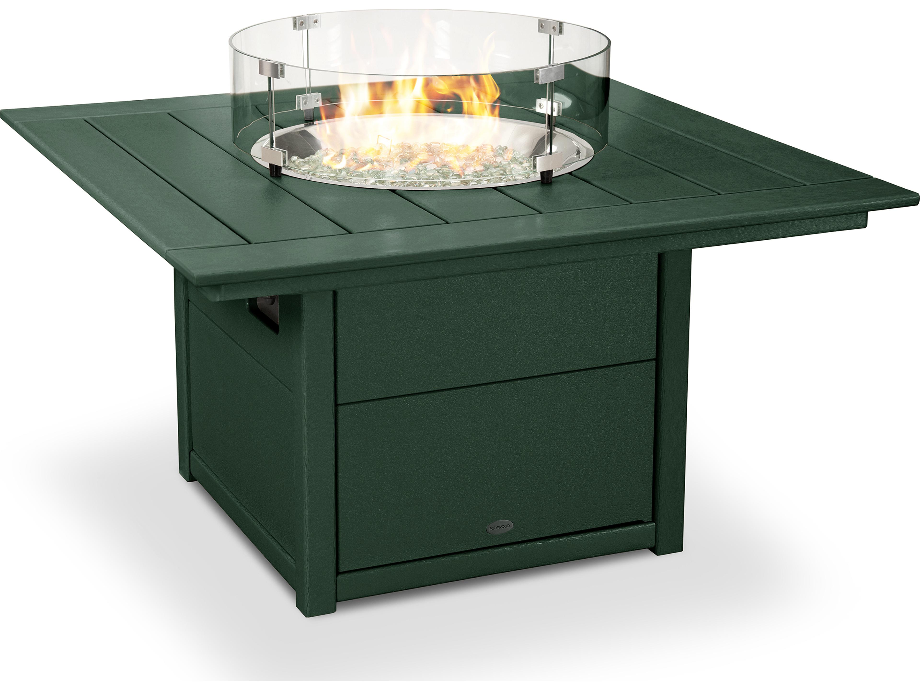 POLYWOOD® Recycled Plastic Square Outdoor Fire Pit Table