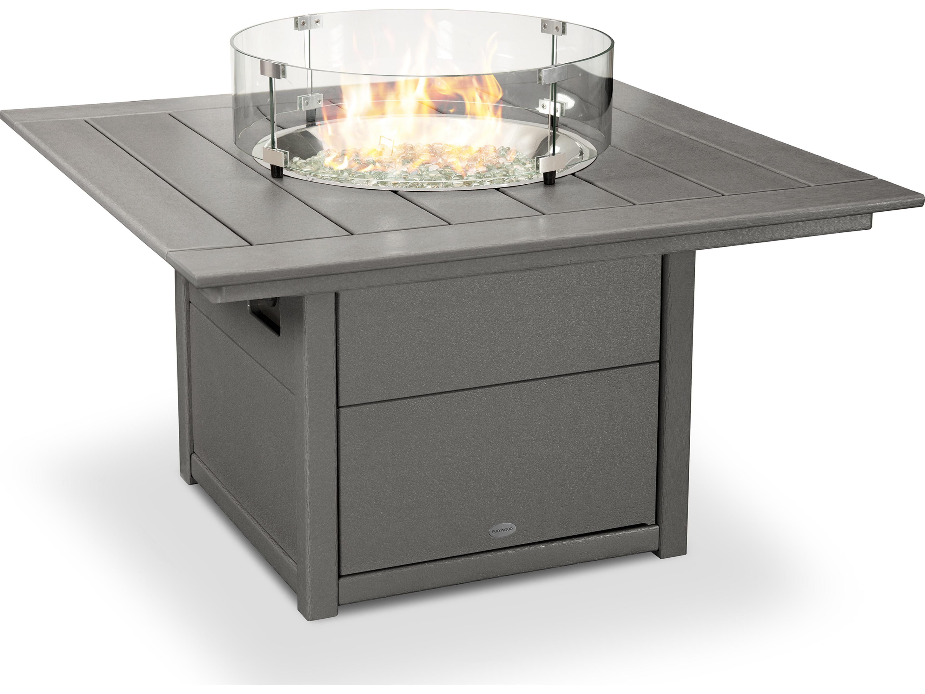 POLYWOOD® Recycled Plastic Square Outdoor Fire Pit Table