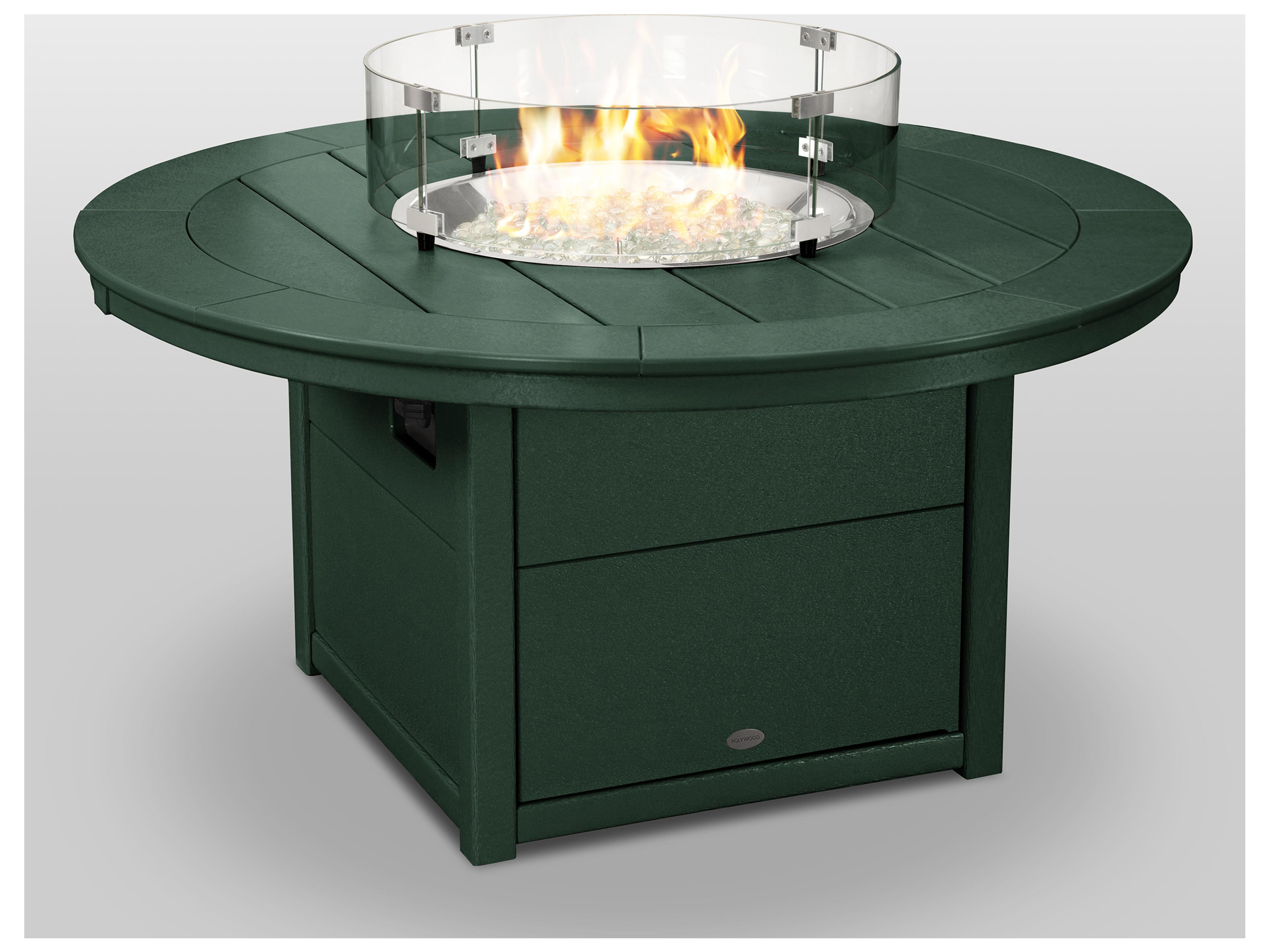 POLYWOOD® Recycled Plastic Round Outdoor Patio Fire Pit Table