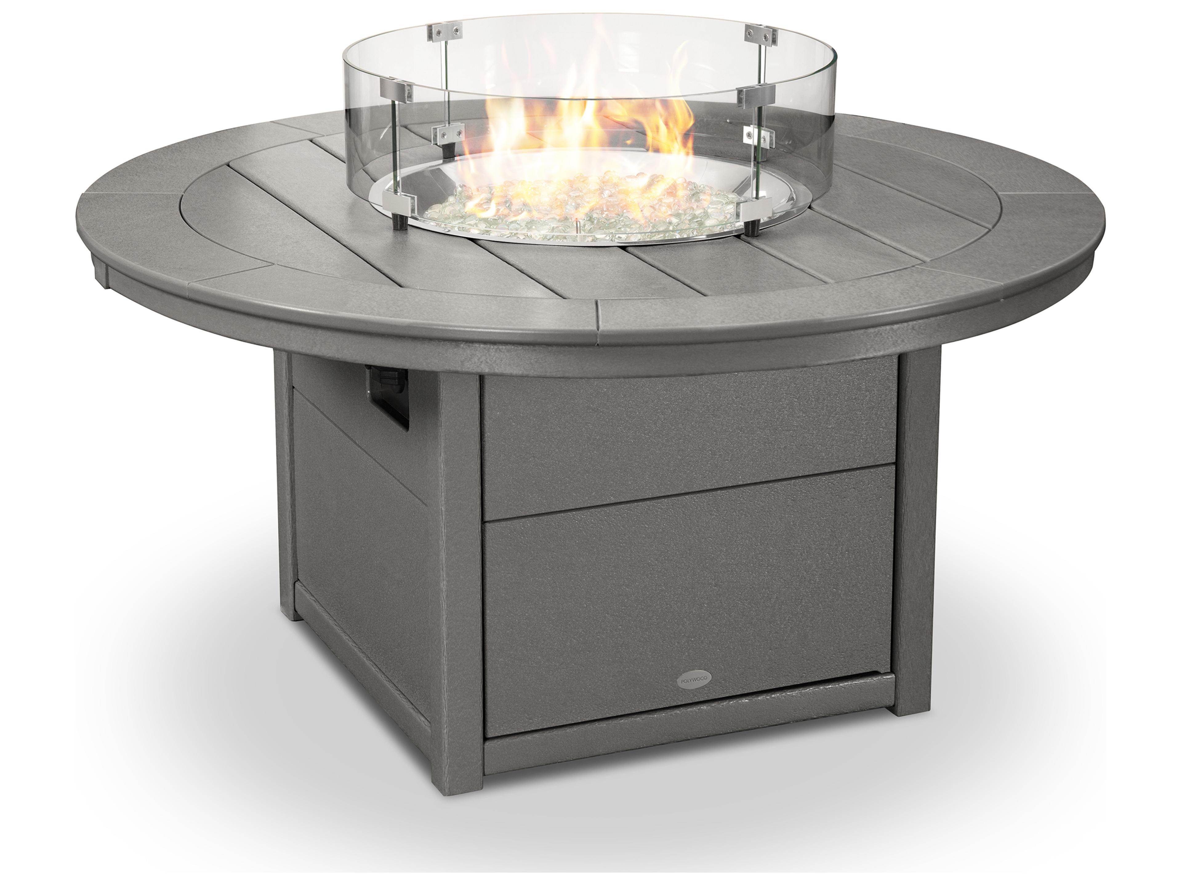 POLYWOOD® Recycled Plastic Round Outdoor Patio Fire Pit Table