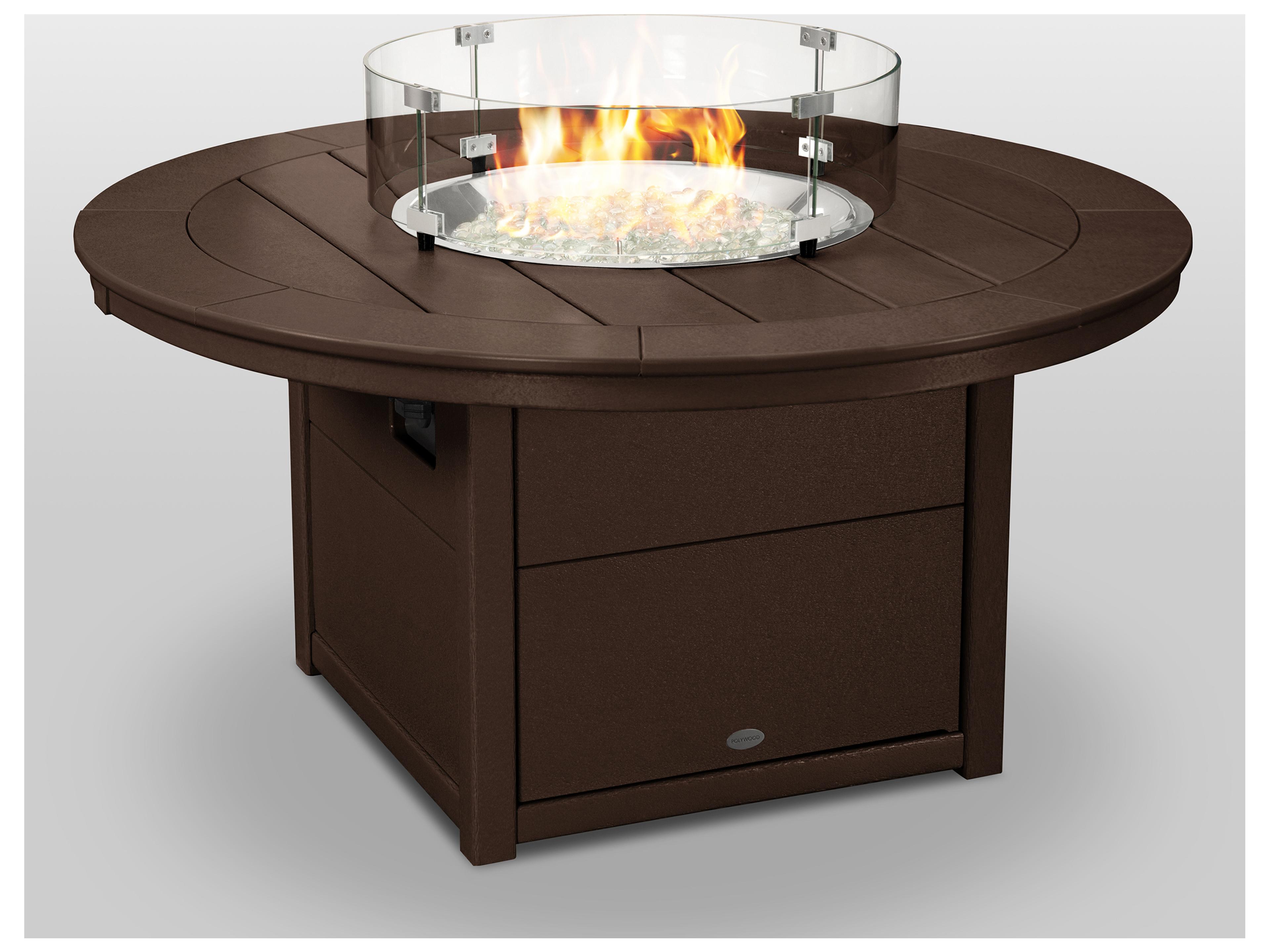 POLYWOOD® Recycled Plastic Round Outdoor Patio Fire Pit Table