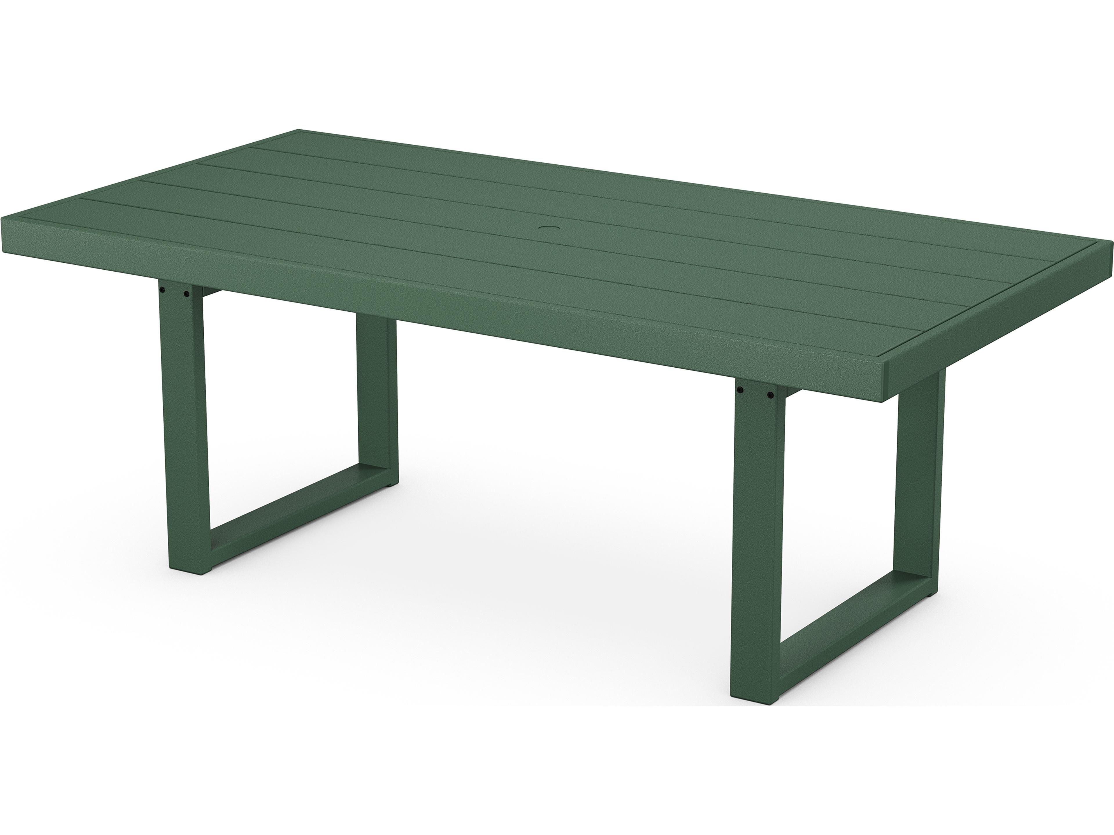 POLYWOOD® Edge Recycled Plastic Rectangular Patio Dining Table with Umbrella Hole