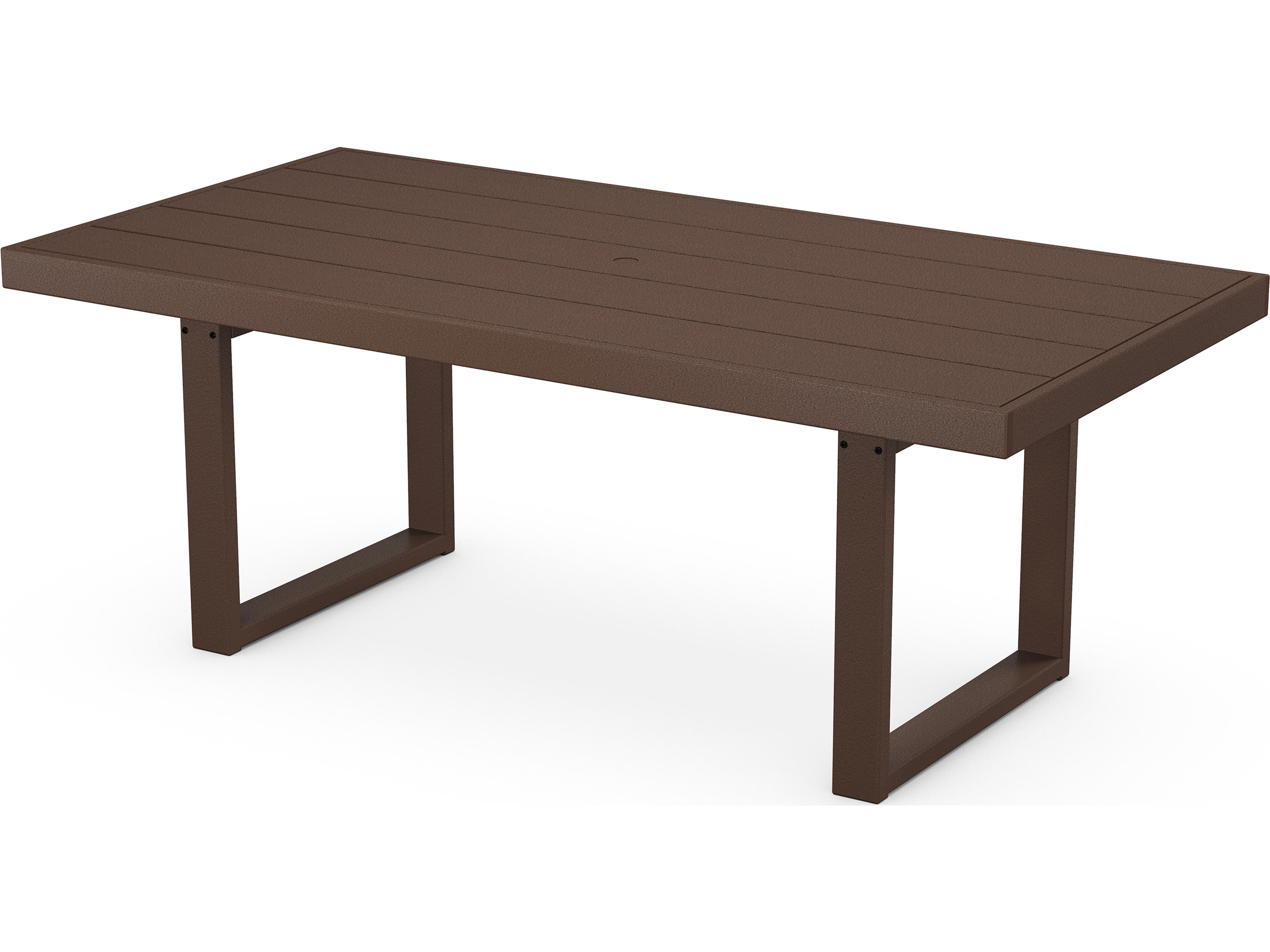POLYWOOD® Edge Recycled Plastic Rectangular Patio Dining Table with Umbrella Hole