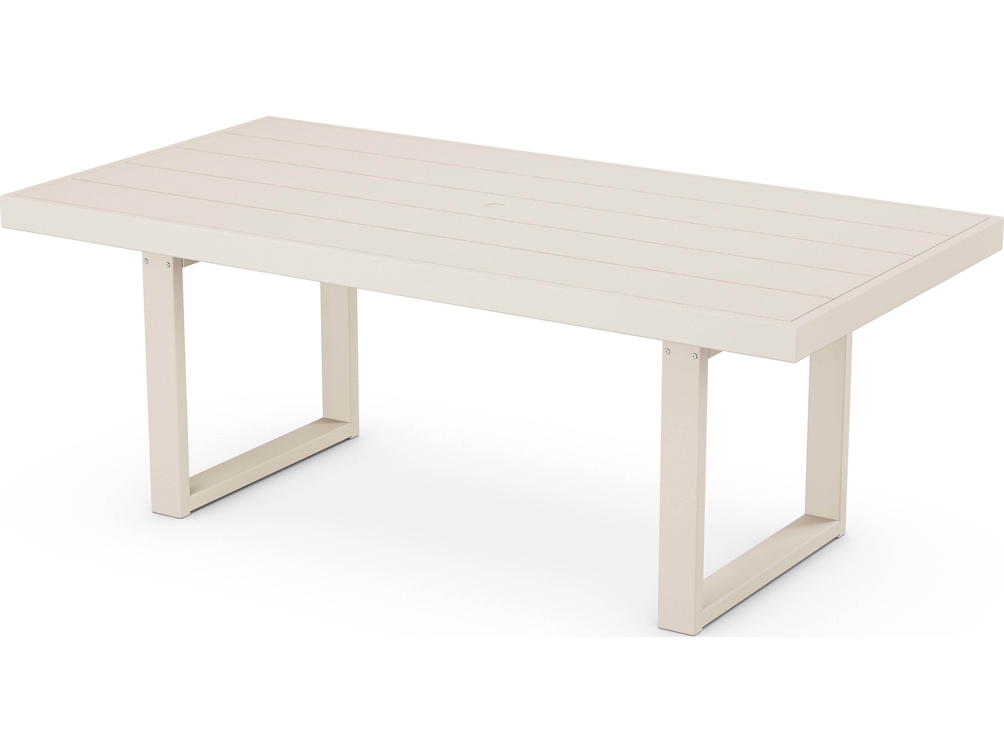POLYWOOD® Edge Recycled Plastic Rectangular Patio Dining Table with Umbrella Hole