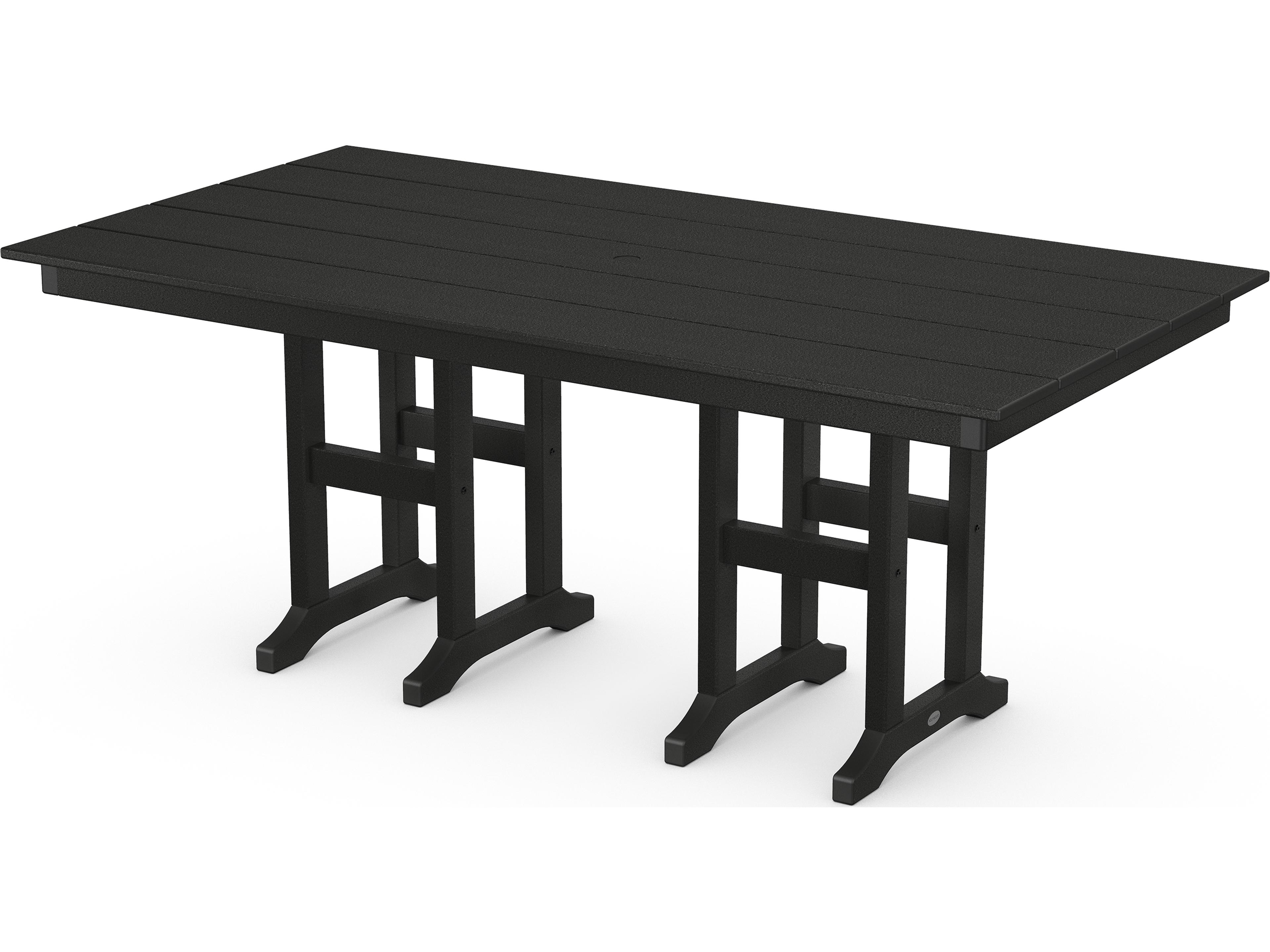 POLYWOOD® Farmhouse Recycled Plastic Rectangular Outdoor Patio Dining Table with Umbrella Hole