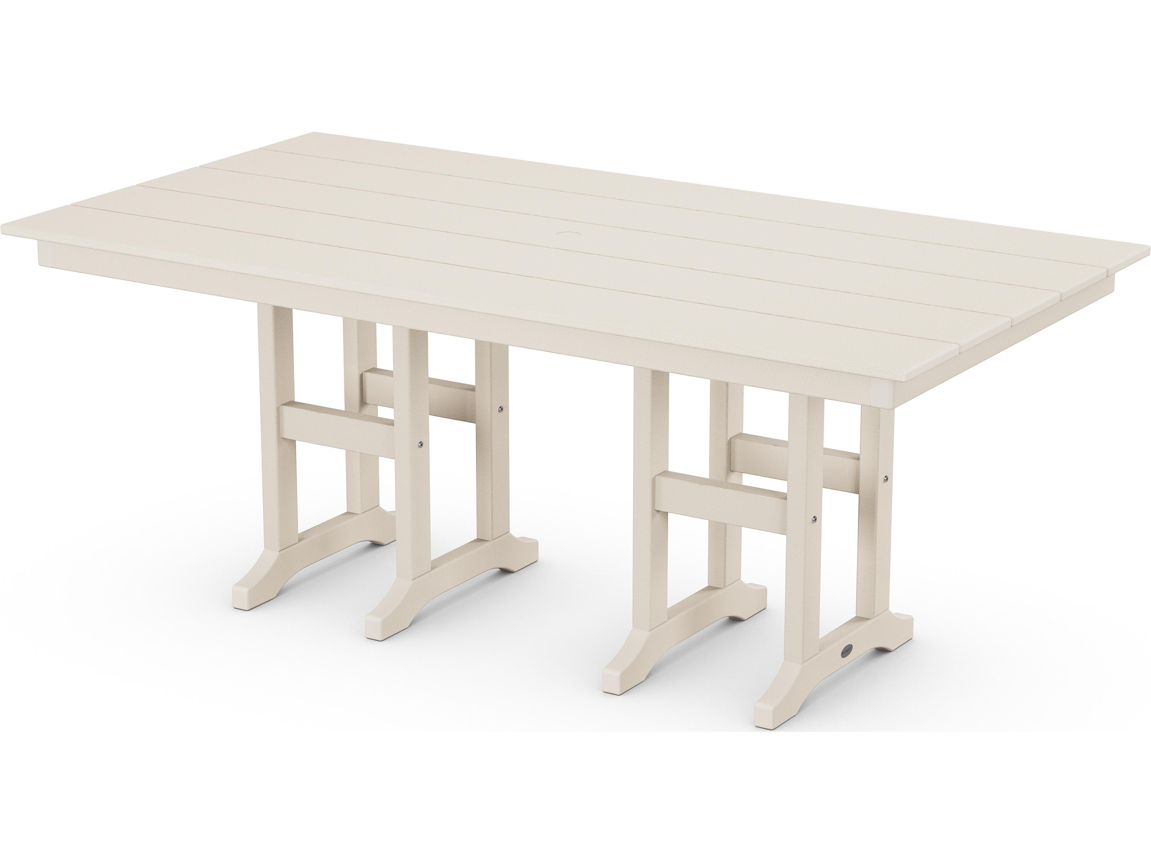 POLYWOOD® Farmhouse Recycled Plastic Rectangular Outdoor Patio Dining Table with Umbrella Hole