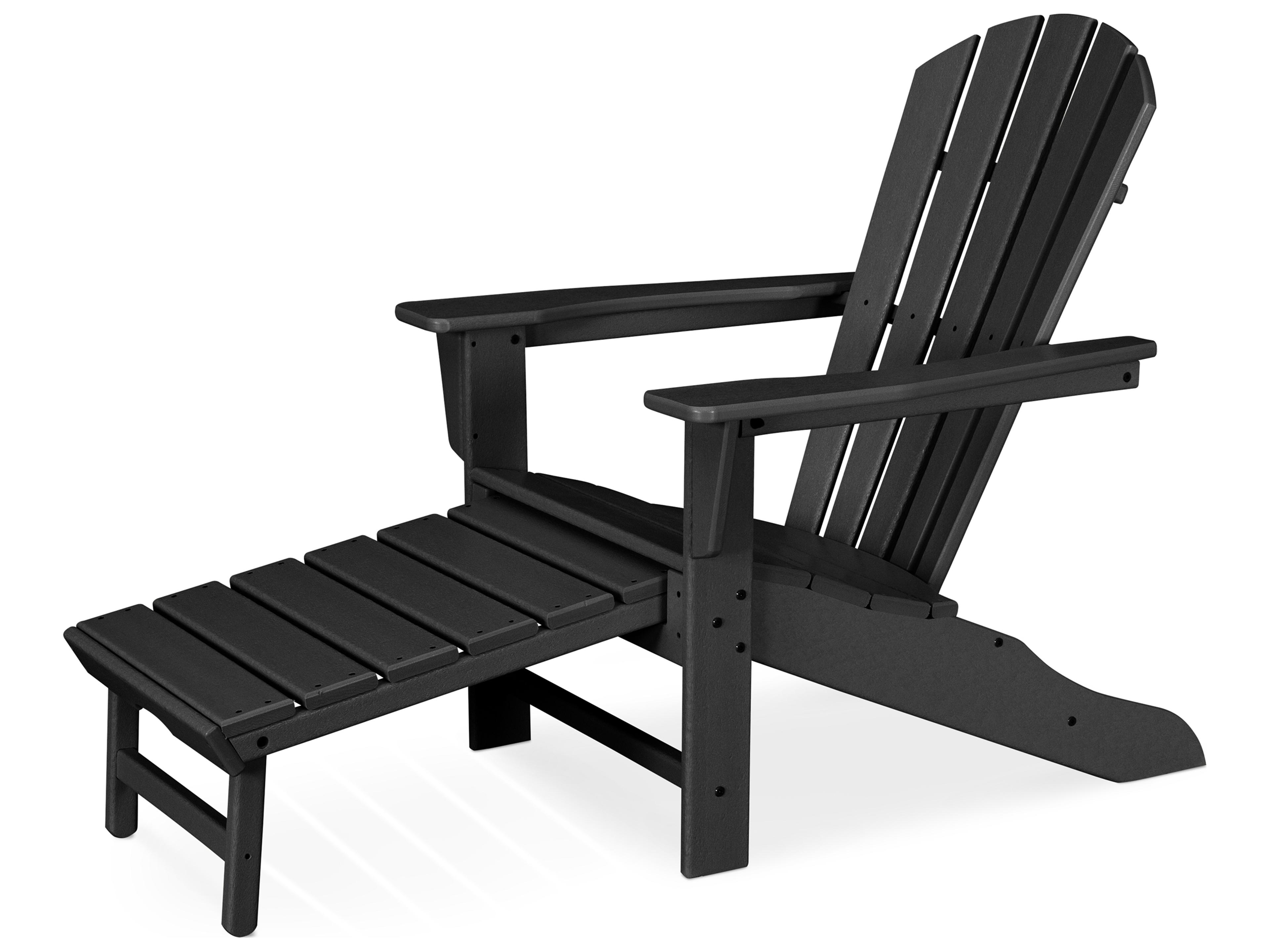 POLYWOOD® South Beach Recycled Plastic Adirondack Arm Chair with Hideaway Ottoman