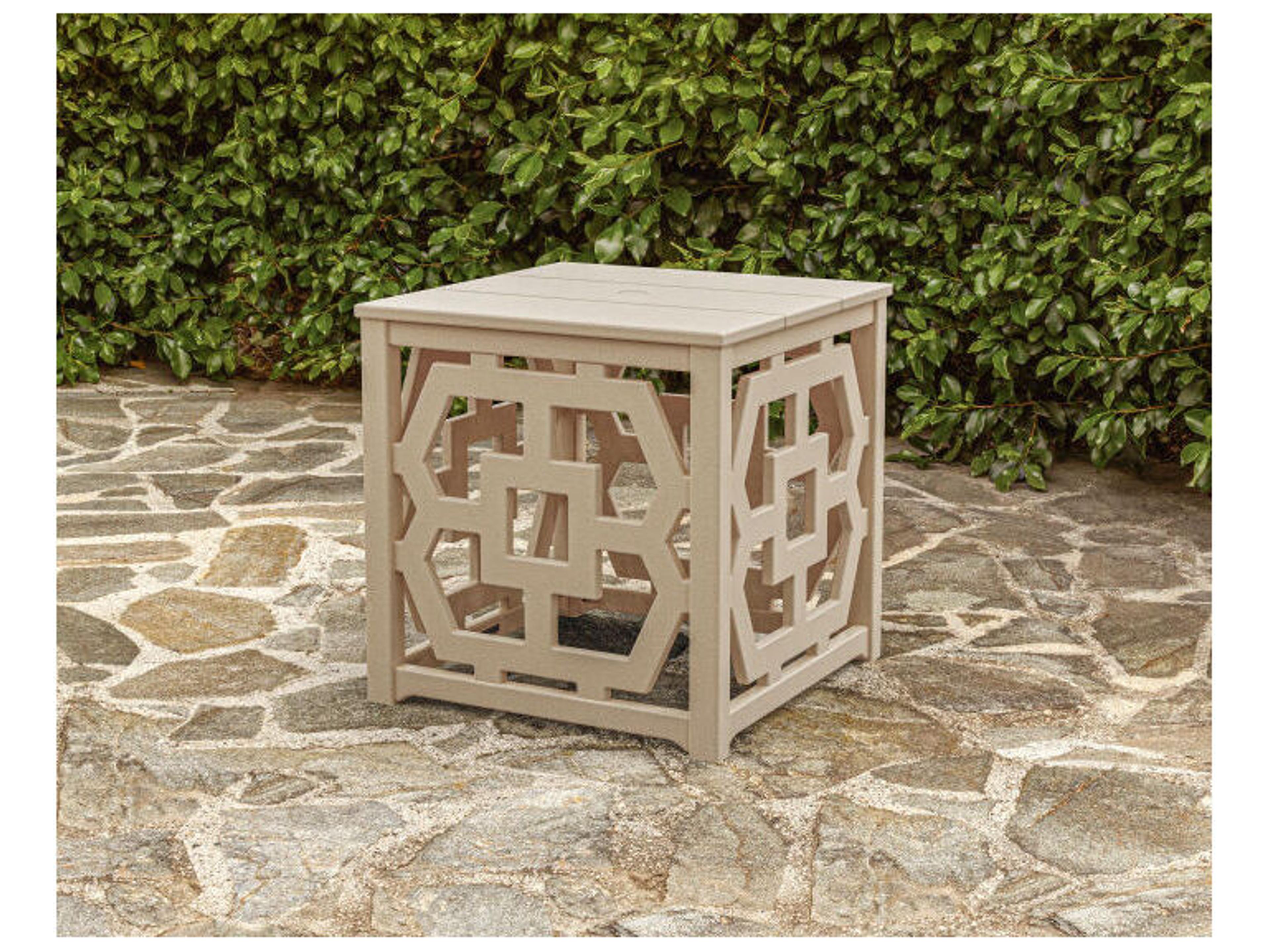 POLYWOOD® Martha Stewart Chinoiserie Umbrella Stand Accent Table