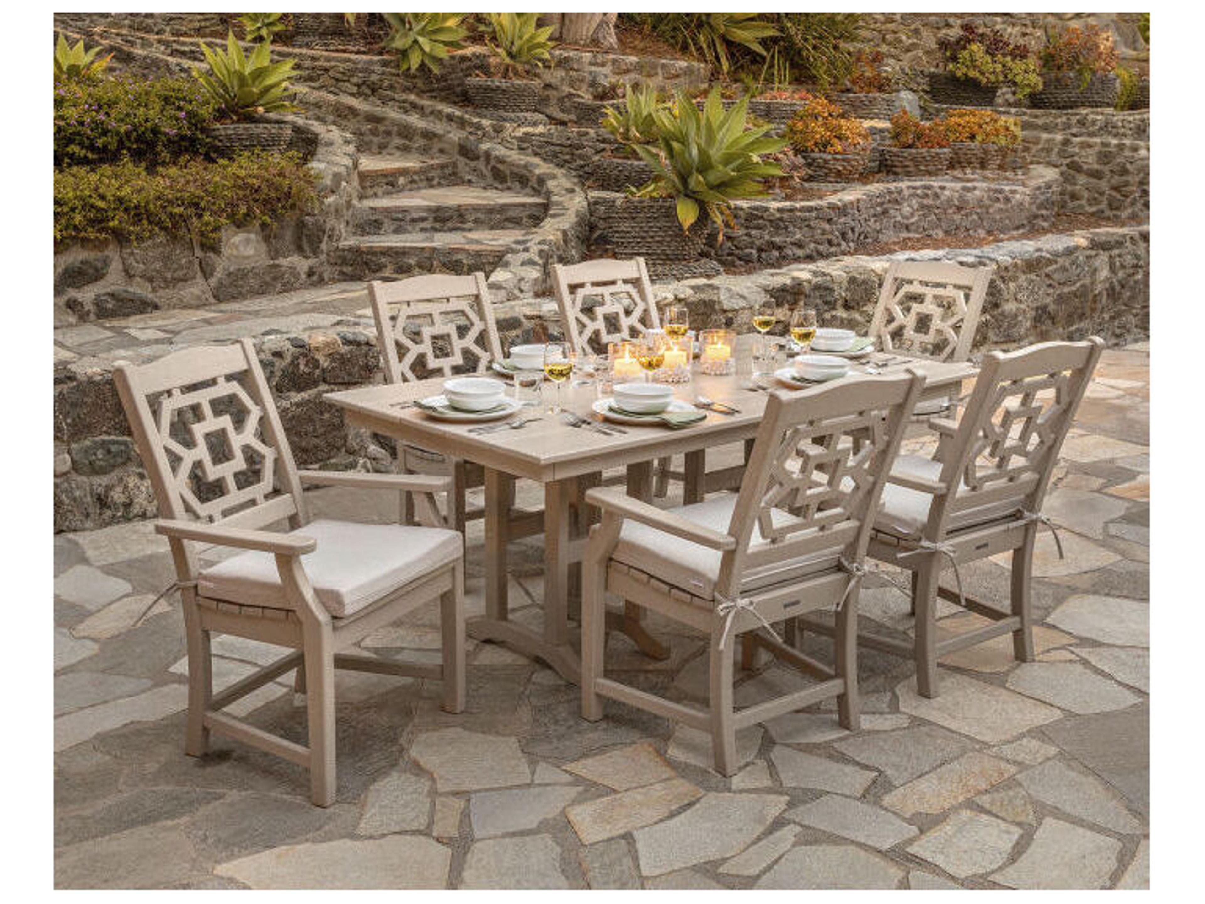 POLYWOOD® Martha Stewart by POLYWOOD® Chinoiserie Outdoor Patio Dining Arm Chair