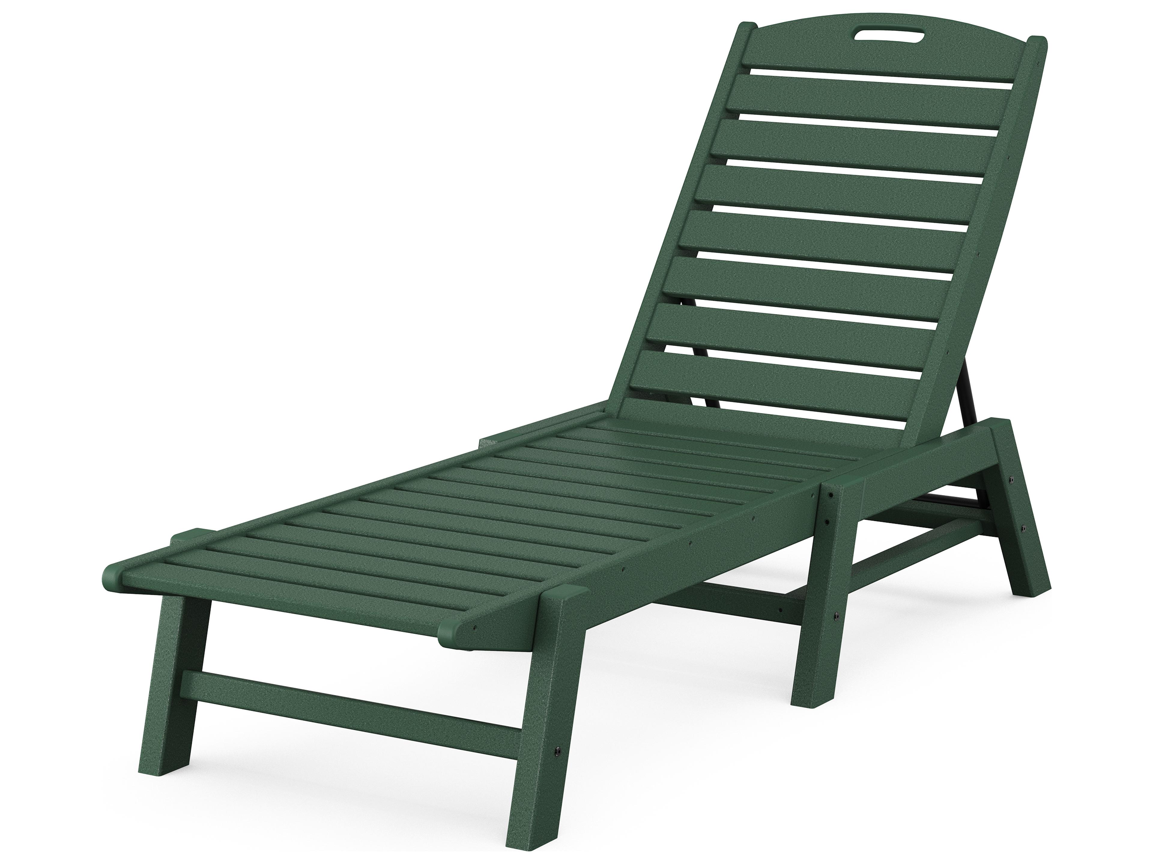 POLYWOOD® Nautical Recycled Plastic Armless Stackable Outdoor Patio Chaise Lounge
