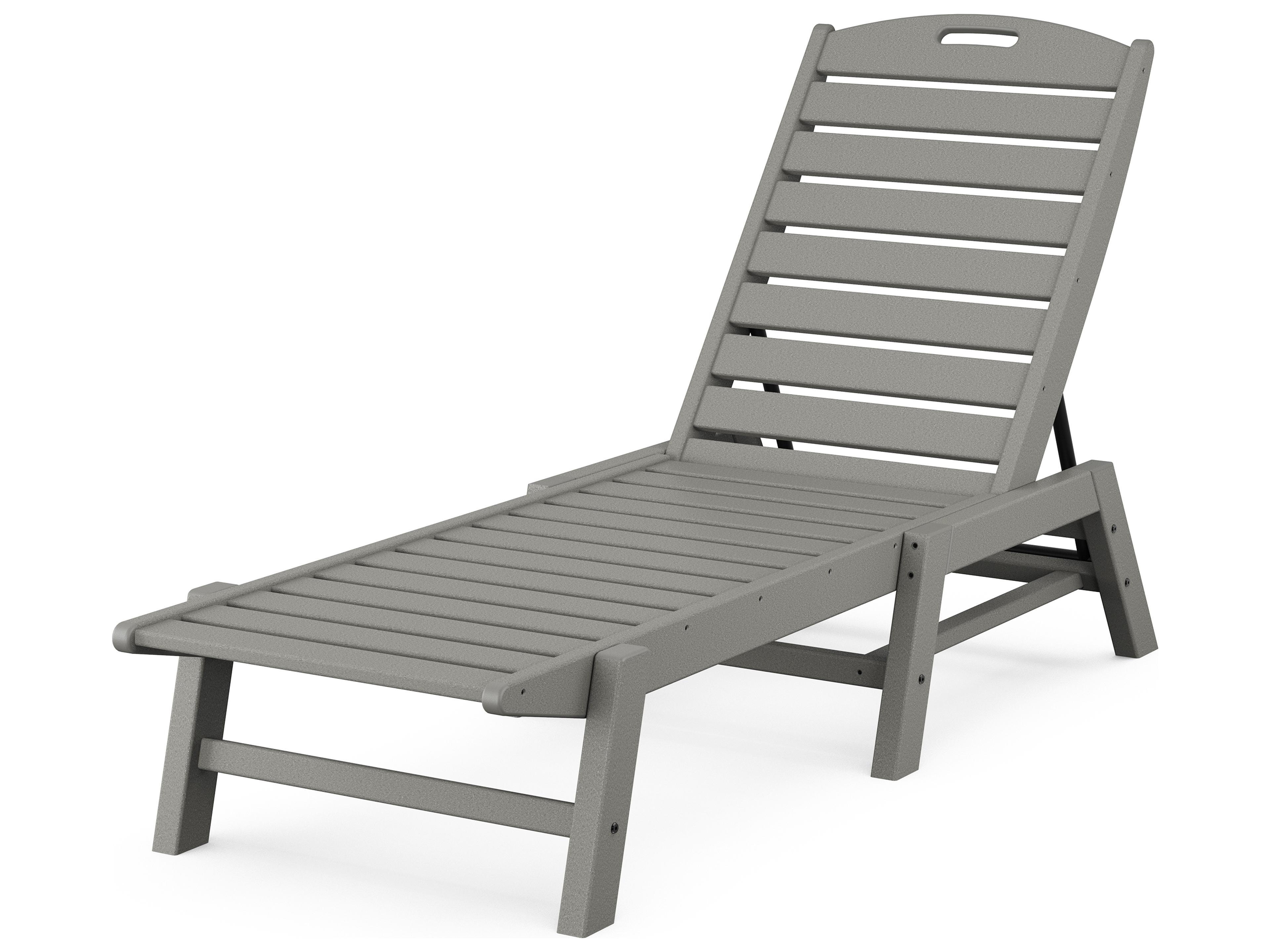 POLYWOOD® Nautical Recycled Plastic Armless Stackable Outdoor Patio Chaise Lounge