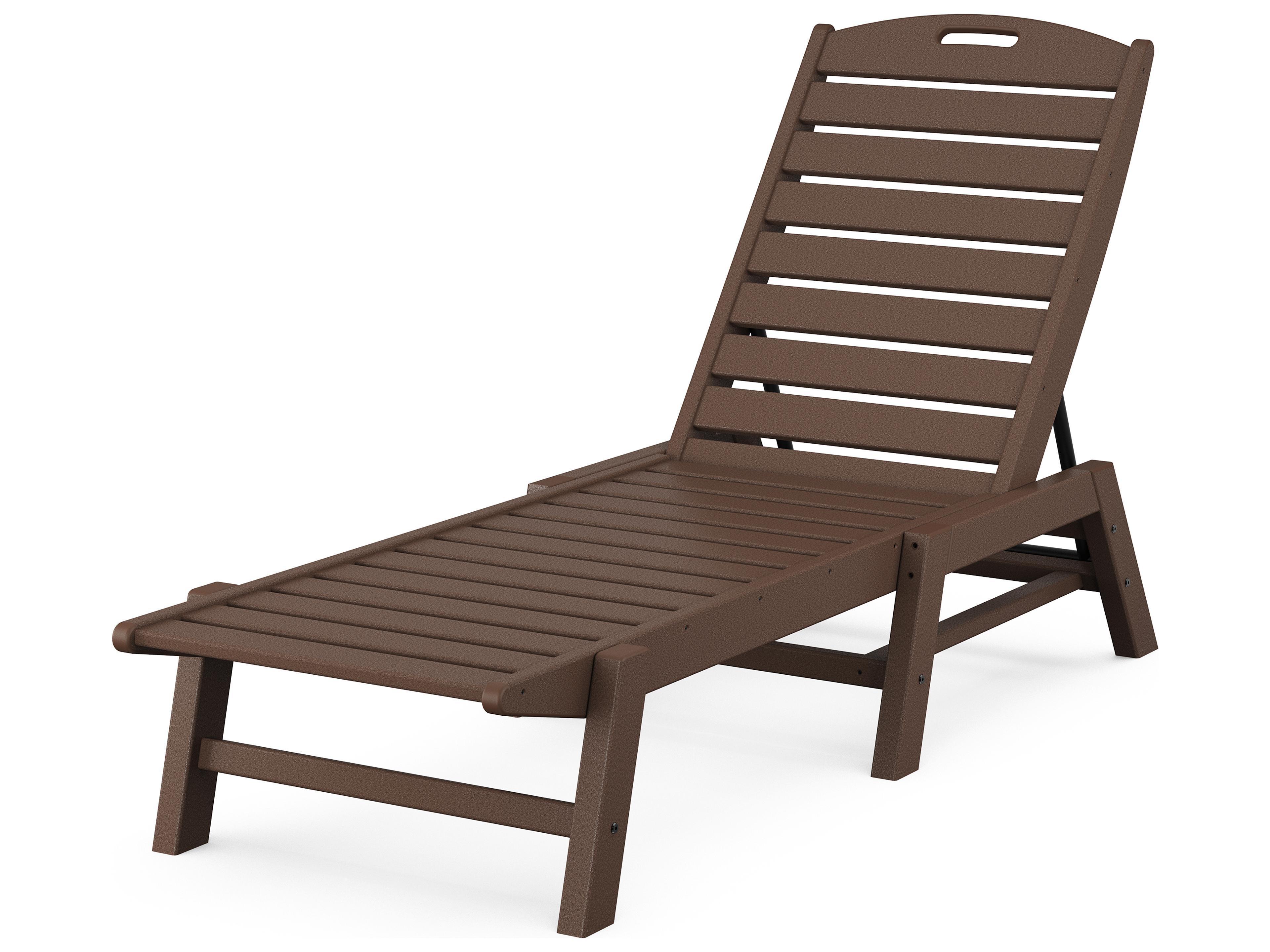 POLYWOOD® Nautical Recycled Plastic Armless Stackable Outdoor Patio Chaise Lounge