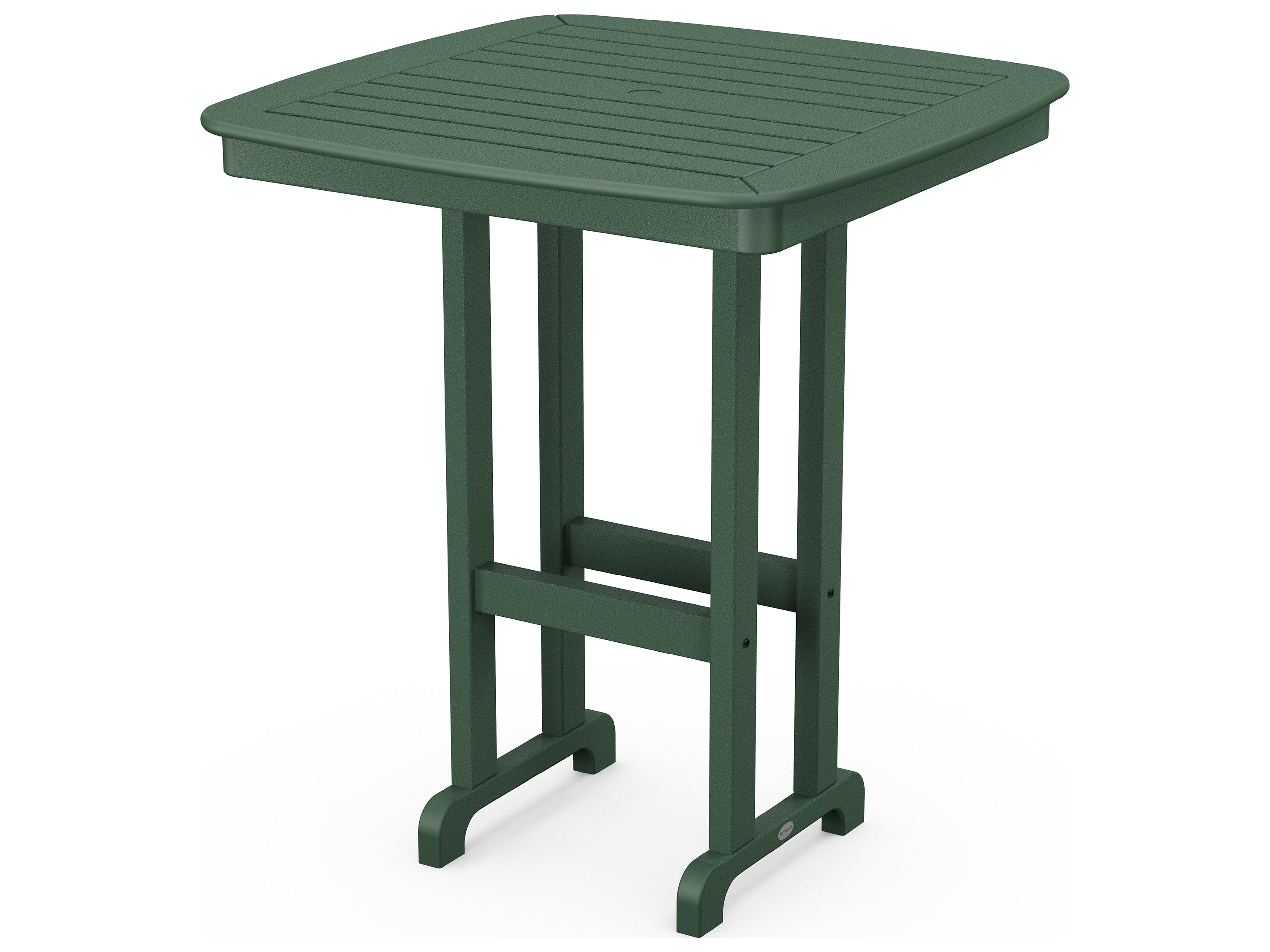 POLYWOOD® Nautical Recycled Plastic Square Outdoor Patio Bar Table