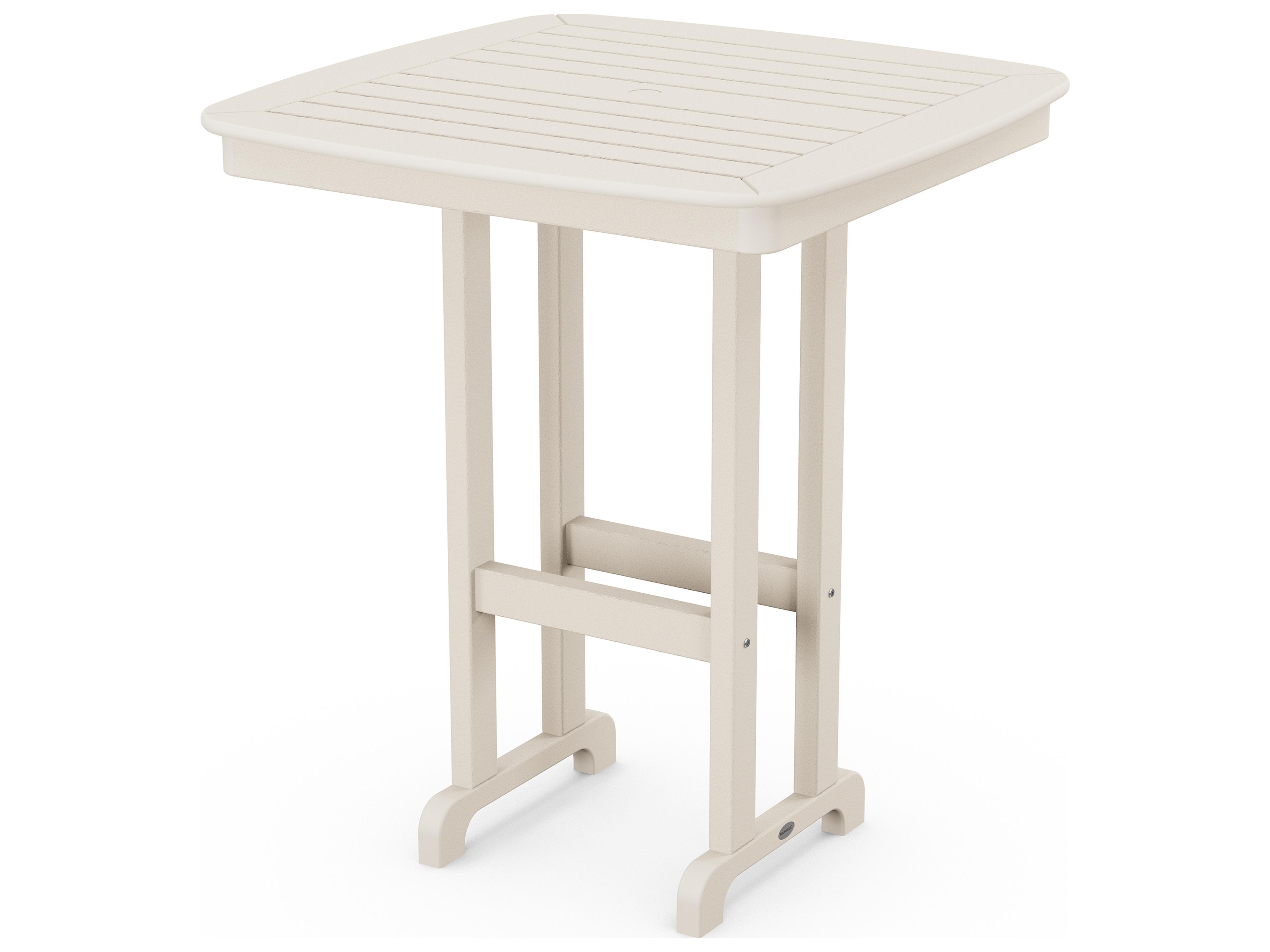POLYWOOD® Nautical Recycled Plastic Square Outdoor Patio Bar Table