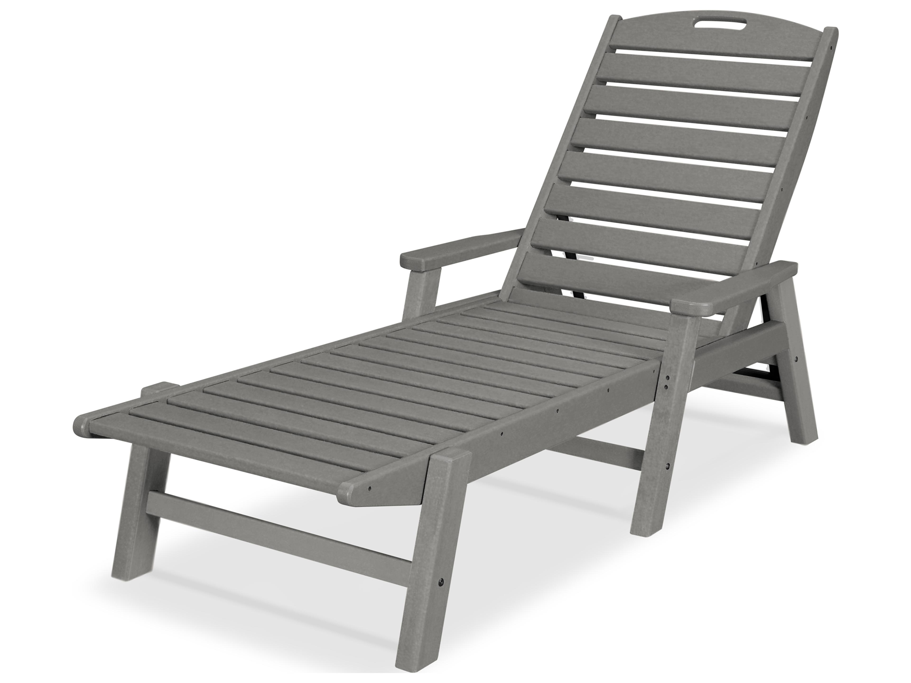 POLYWOOD® Nautical Recycled Plastic Stackable Outdoor Chaise Lounge