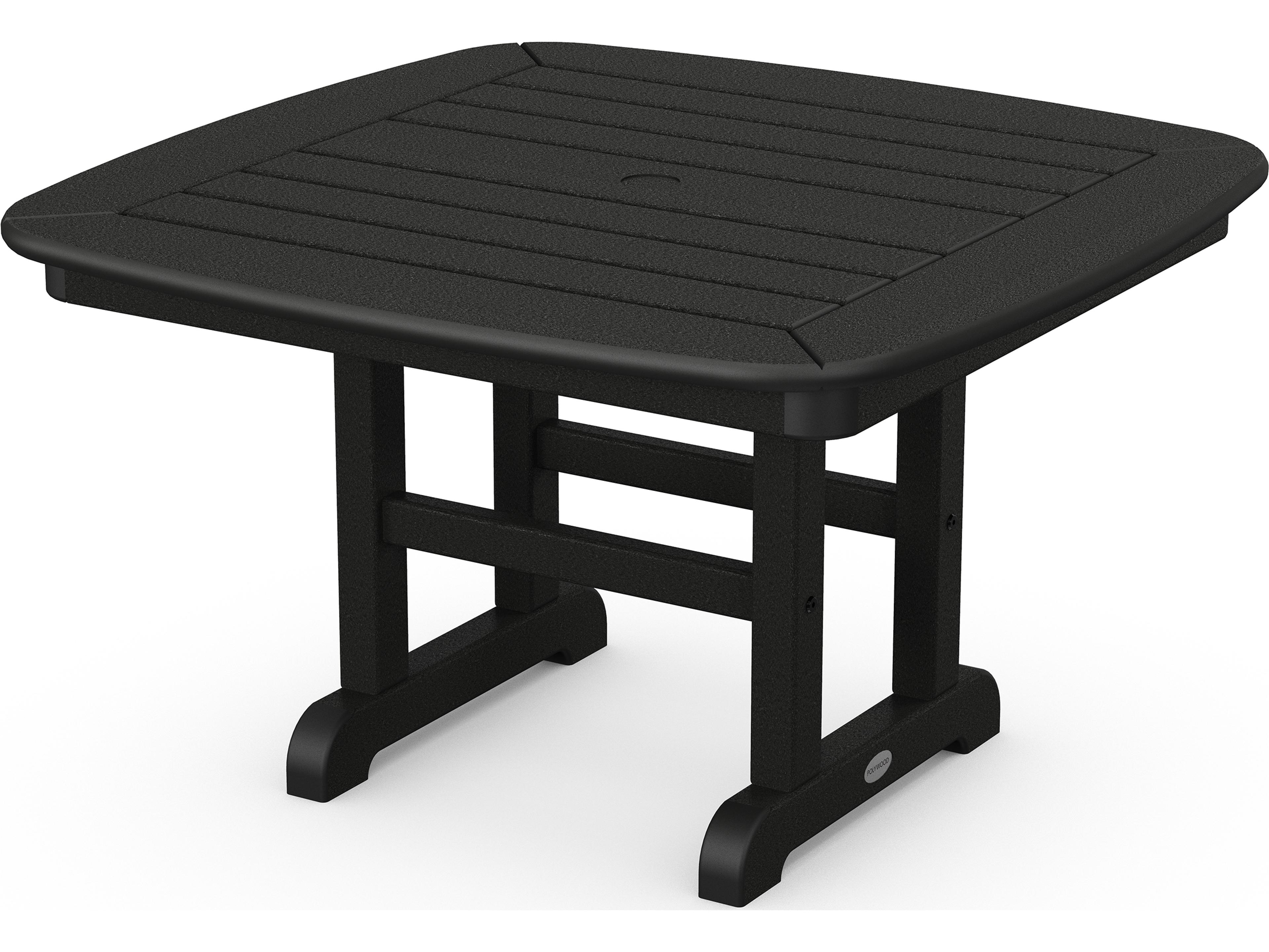 POLYWOOD® Nautical Recycled Plastic Square Conversation Table with Umbrella Hole