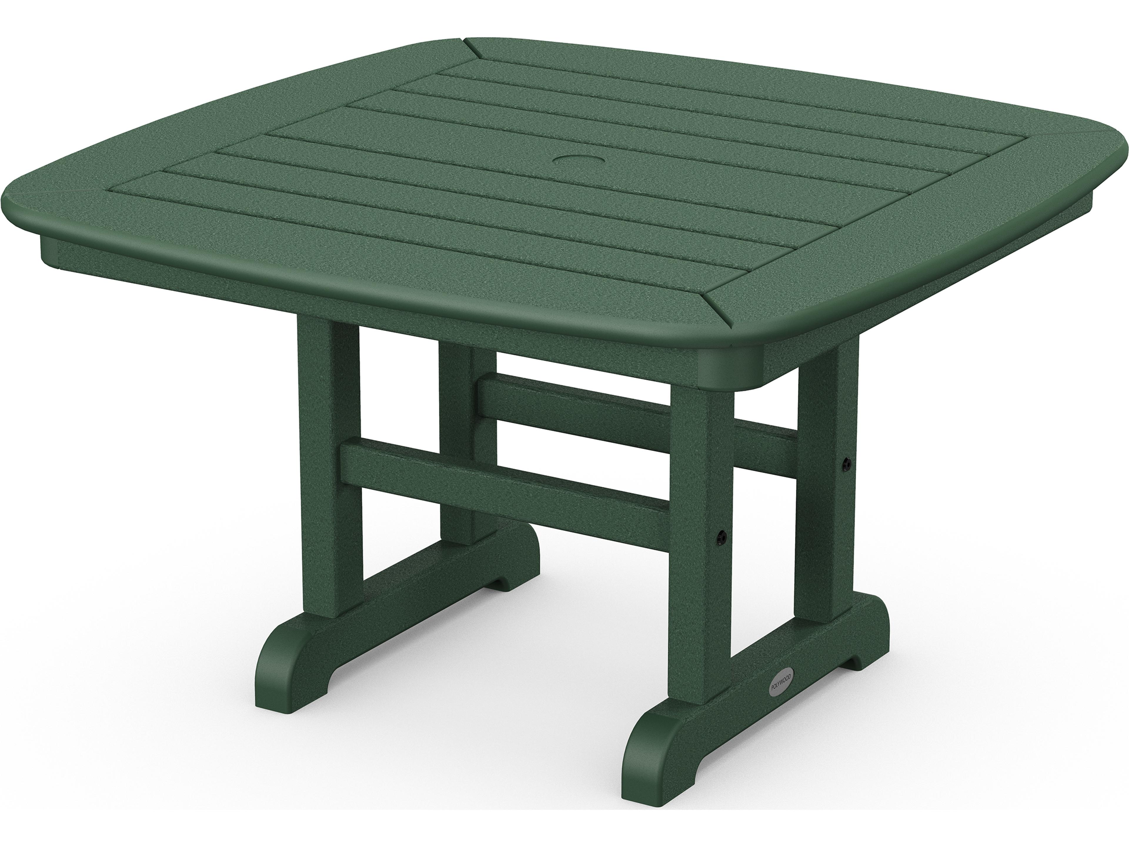 POLYWOOD® Nautical Recycled Plastic Square Conversation Table with Umbrella Hole