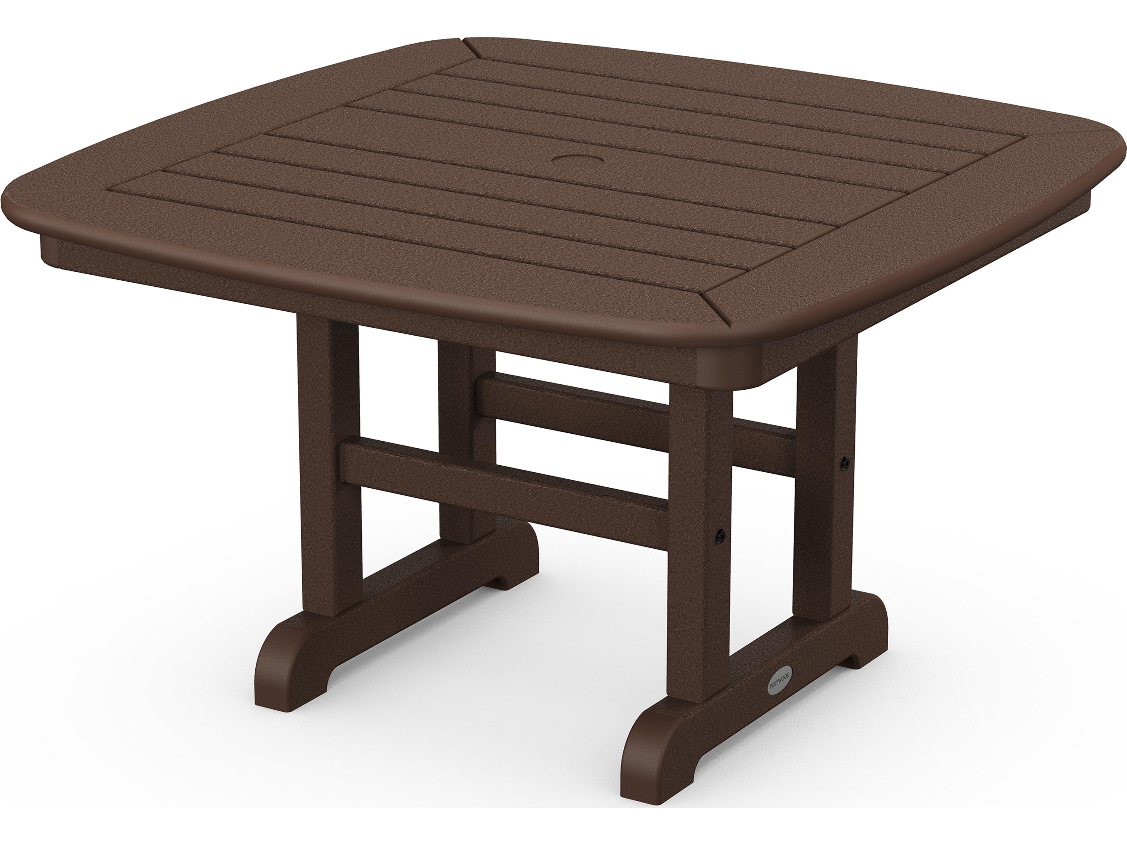 POLYWOOD® Nautical Recycled Plastic Square Conversation Table with Umbrella Hole