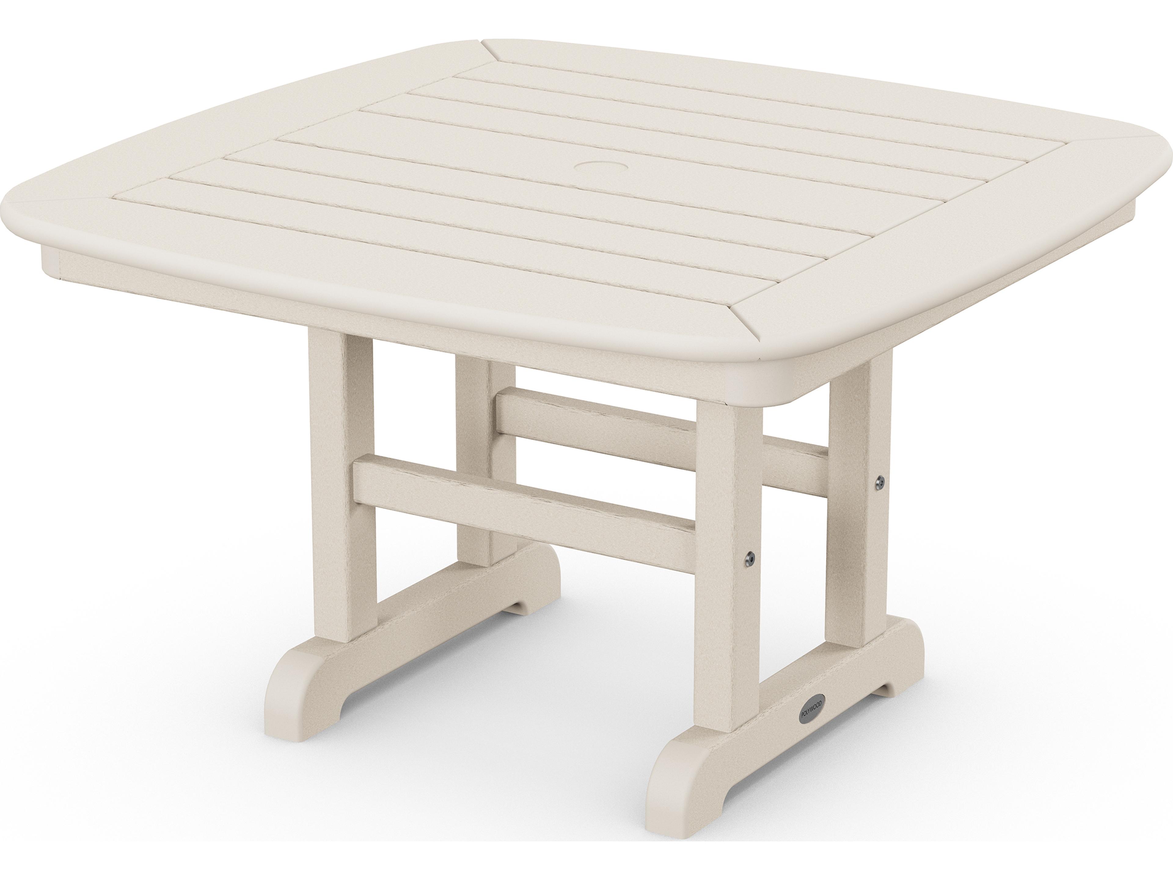 POLYWOOD® Nautical Recycled Plastic Square Conversation Table with Umbrella Hole
