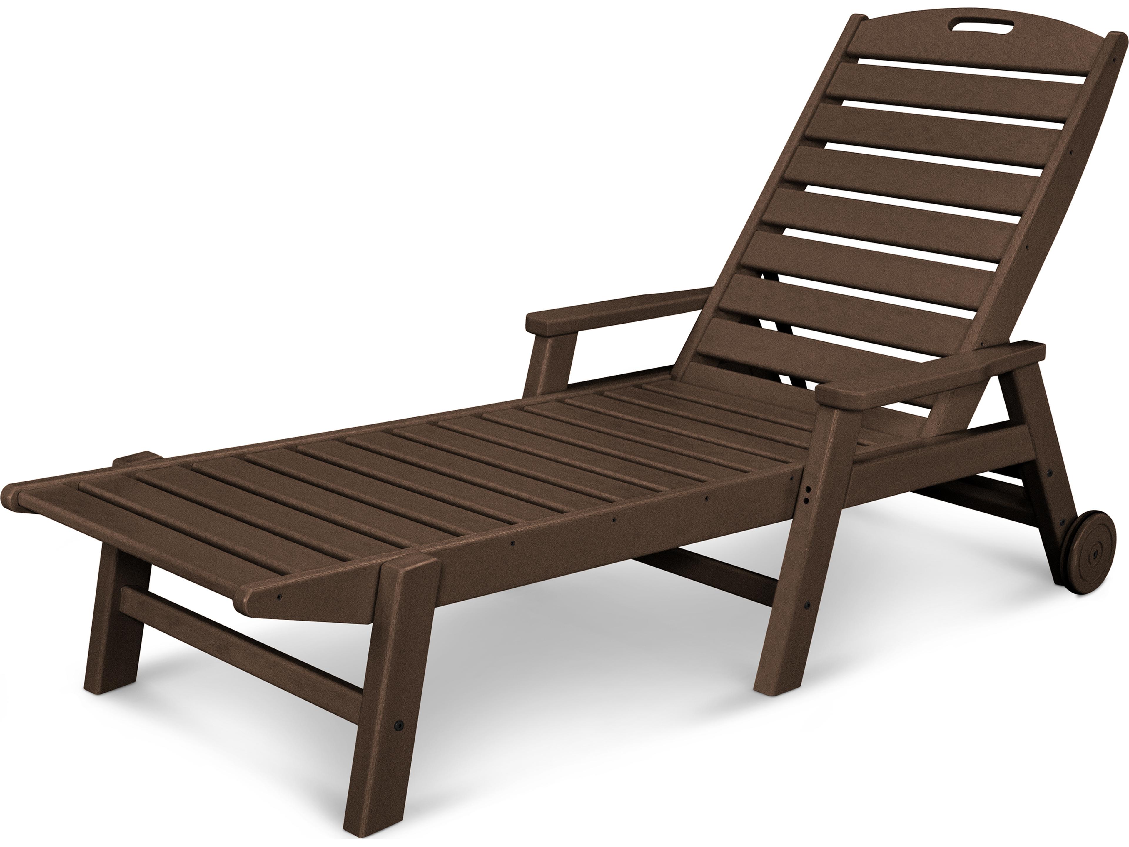 POLYWOOD® Nautical Recycled Plastic Stackable Outdoor Patio Chaise Lounge with Wheels