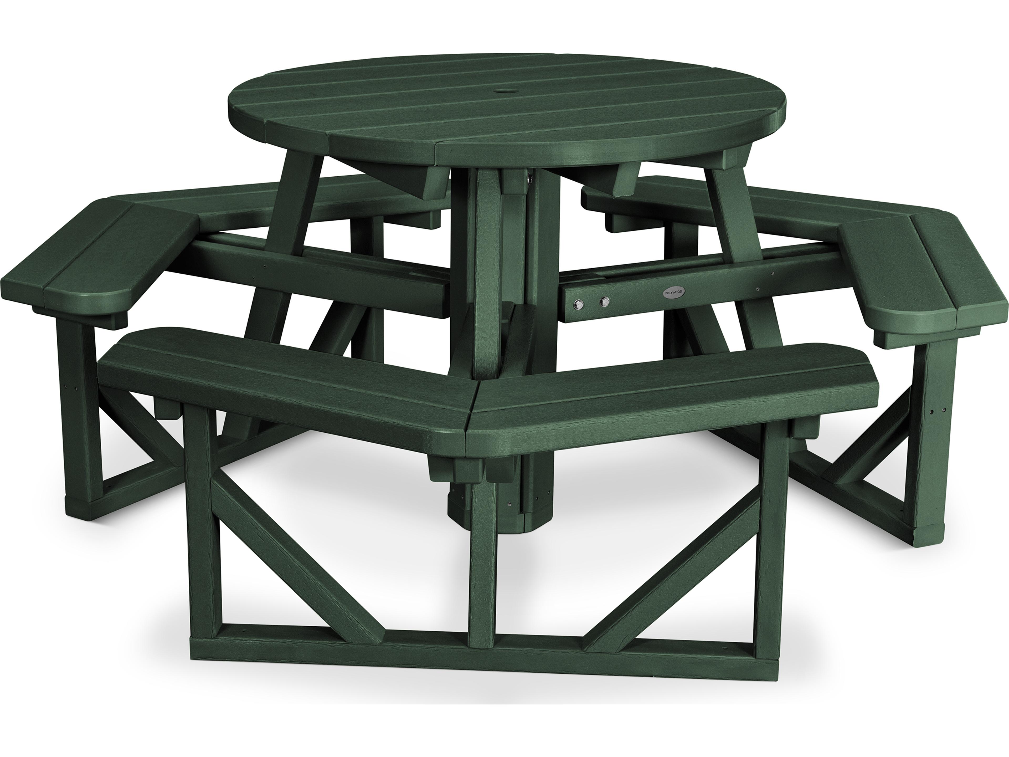POLYWOOD® Park Recycled Plastic Round Patio Picnic Table