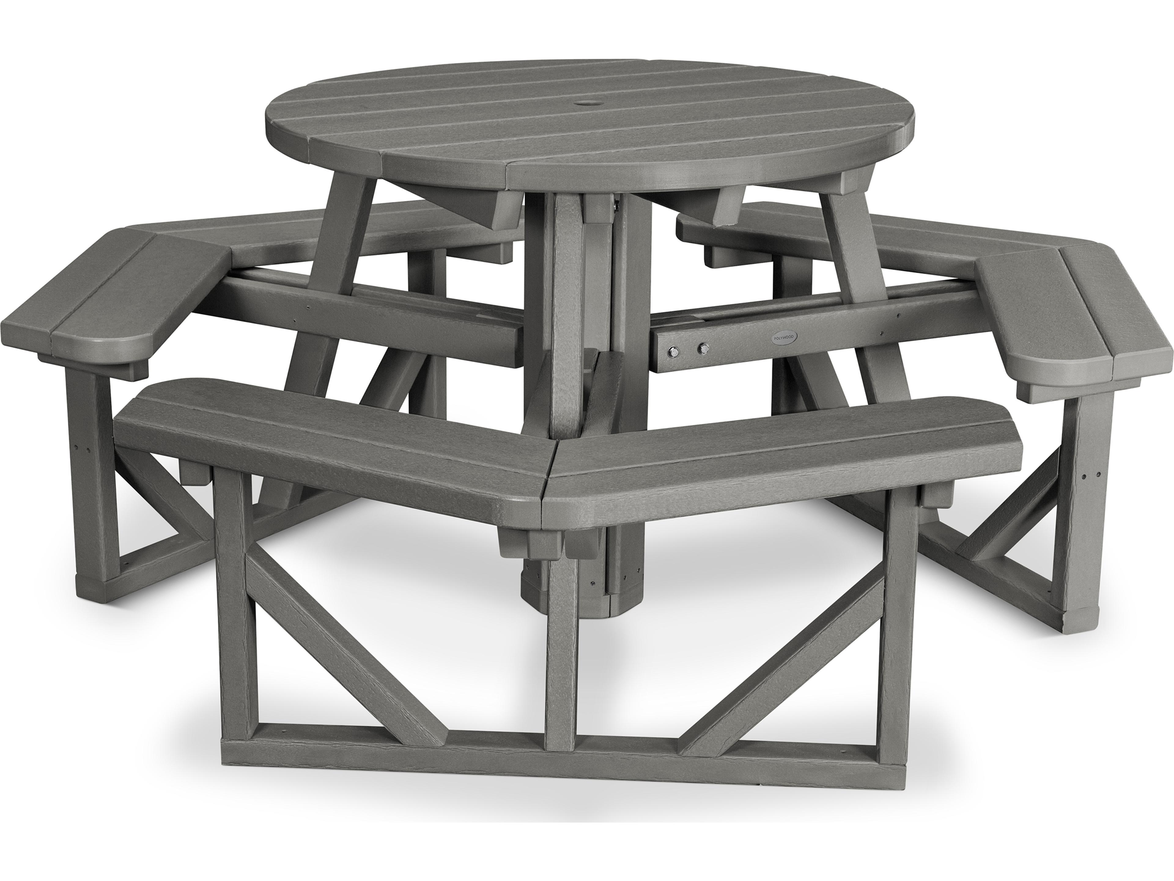 POLYWOOD® Park Recycled Plastic Round Patio Picnic Table