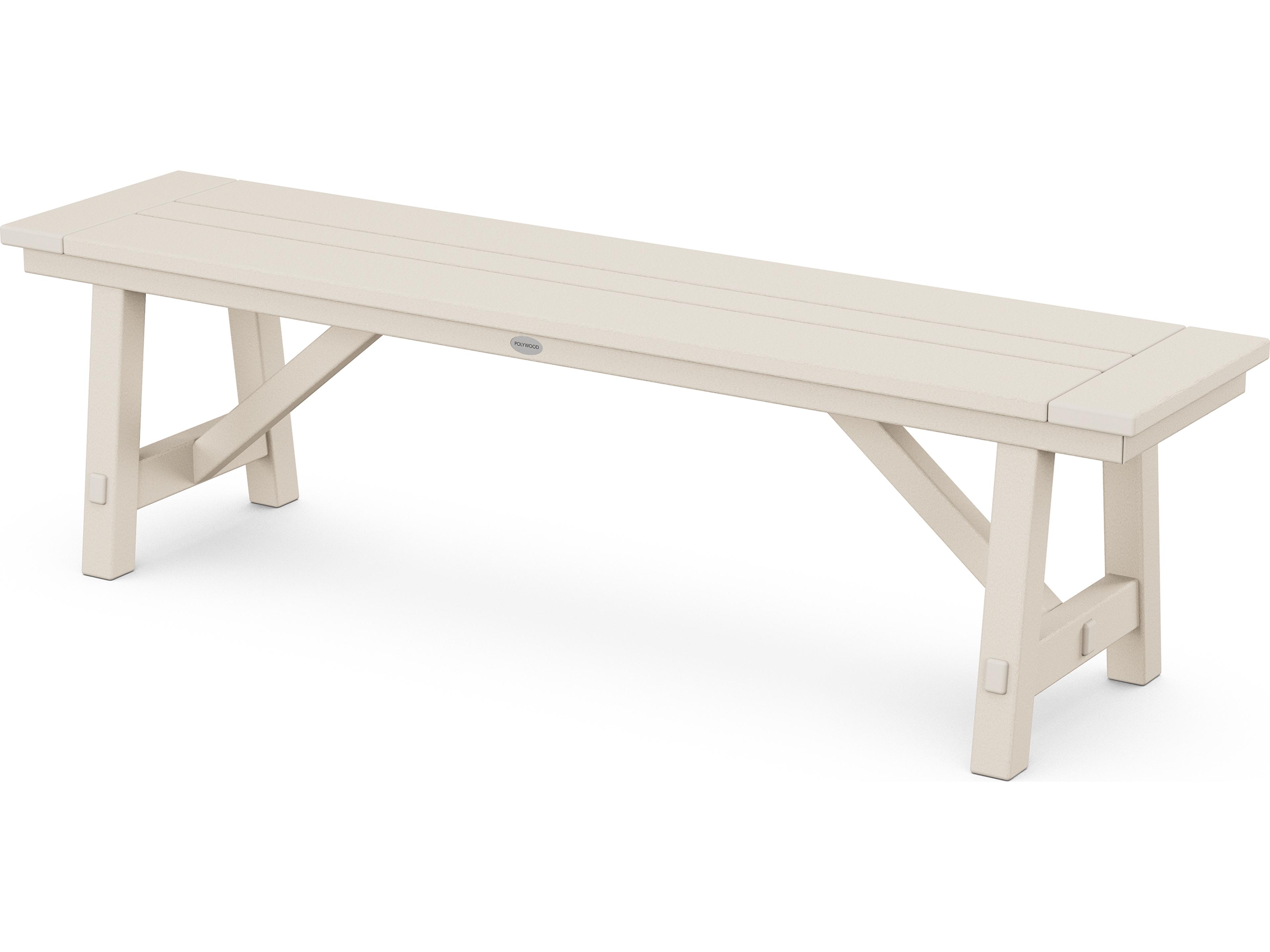 POLYWOOD® Rustic Farmhouse Recycled Plastic Backless Outdoor Patio Bench