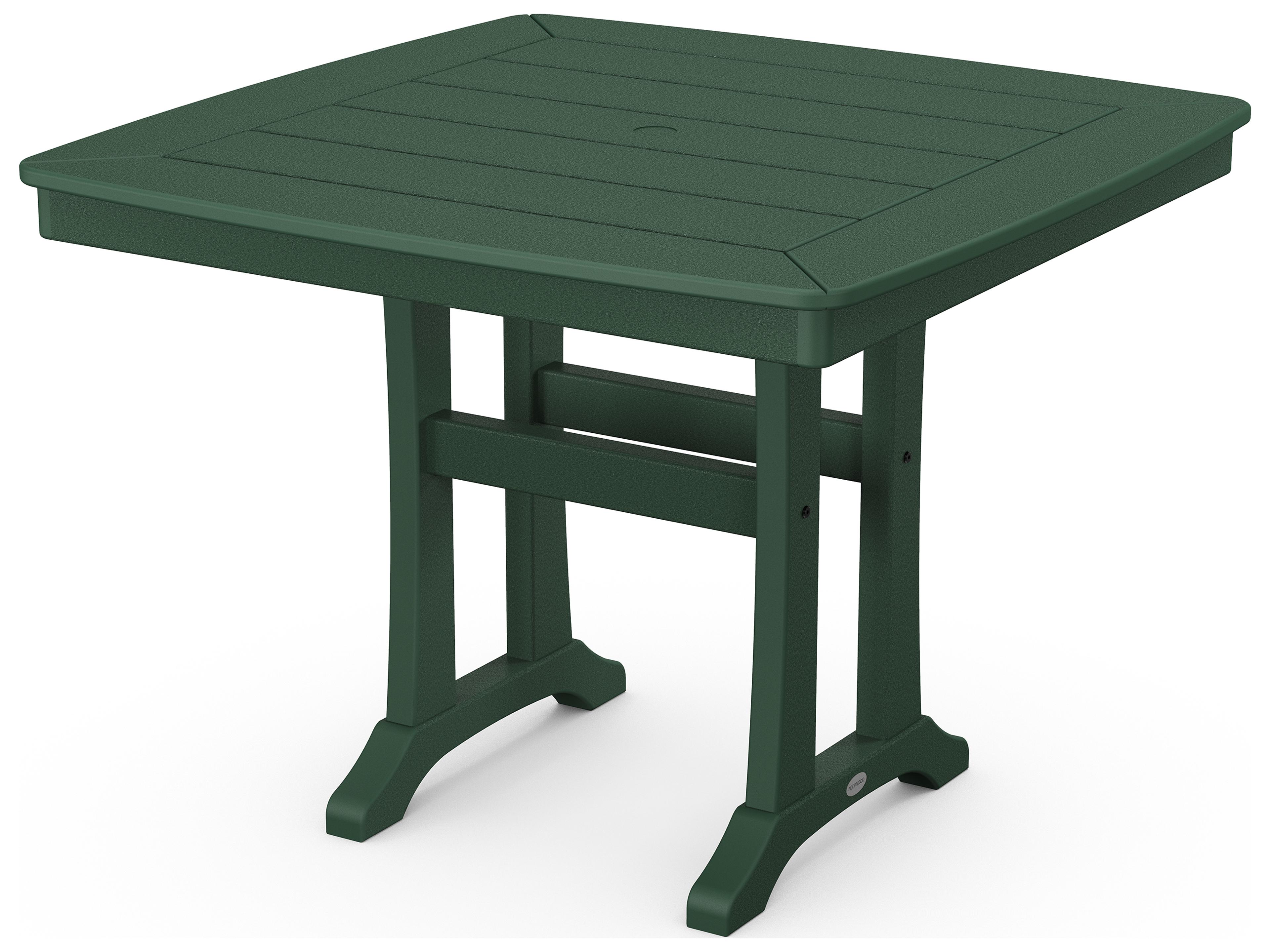 POLYWOOD® Nautical Farmhouse Recycled Trestle Square Outdoor Dining Table