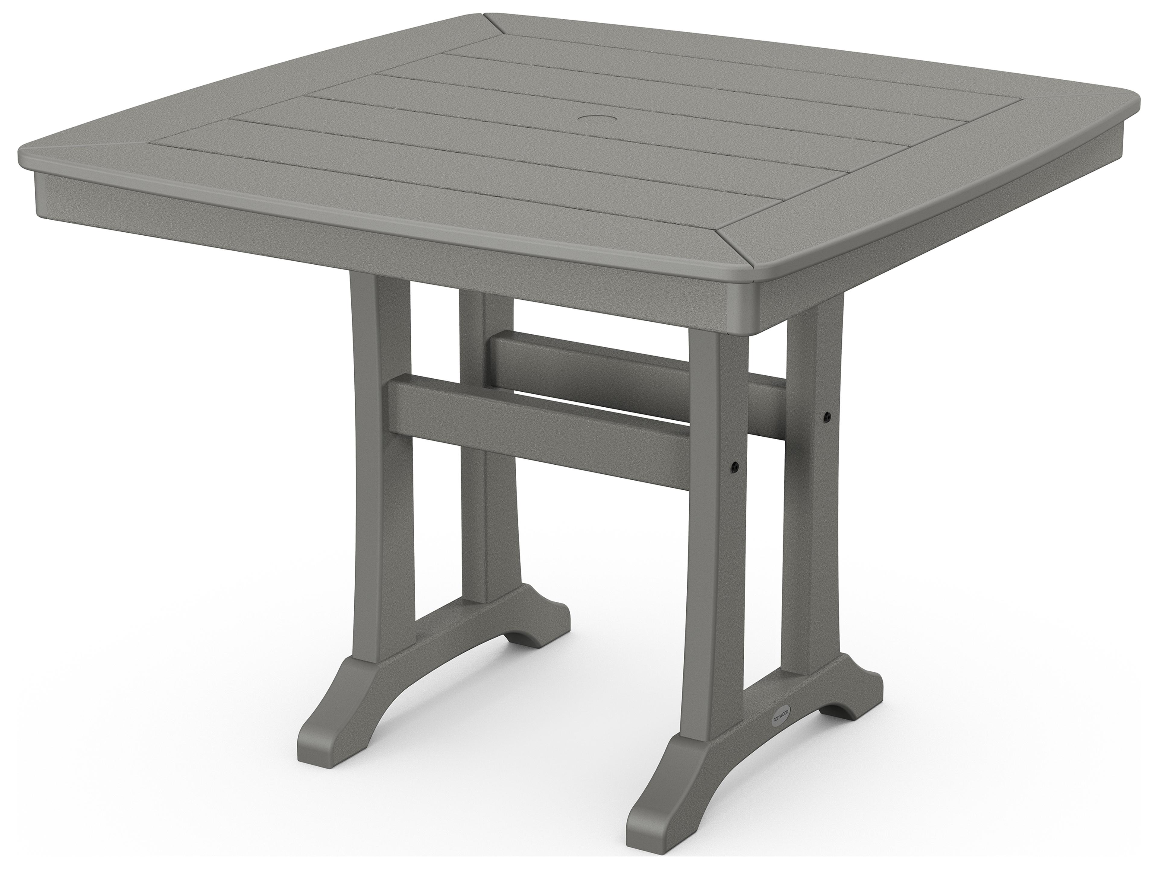 POLYWOOD® Nautical Farmhouse Recycled Trestle Square Outdoor Dining Table