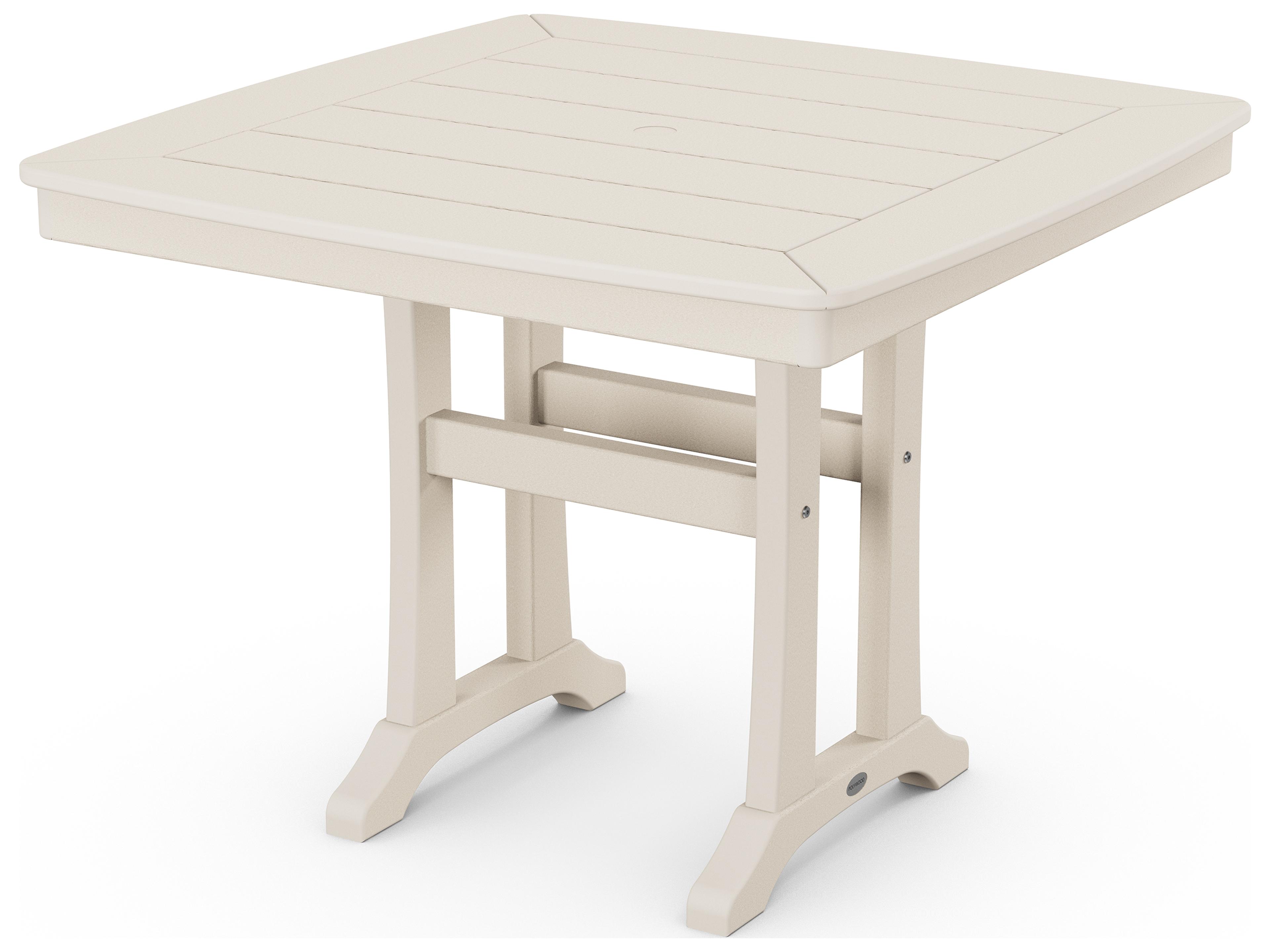 POLYWOOD® Nautical Farmhouse Recycled Trestle Square Outdoor Dining Table