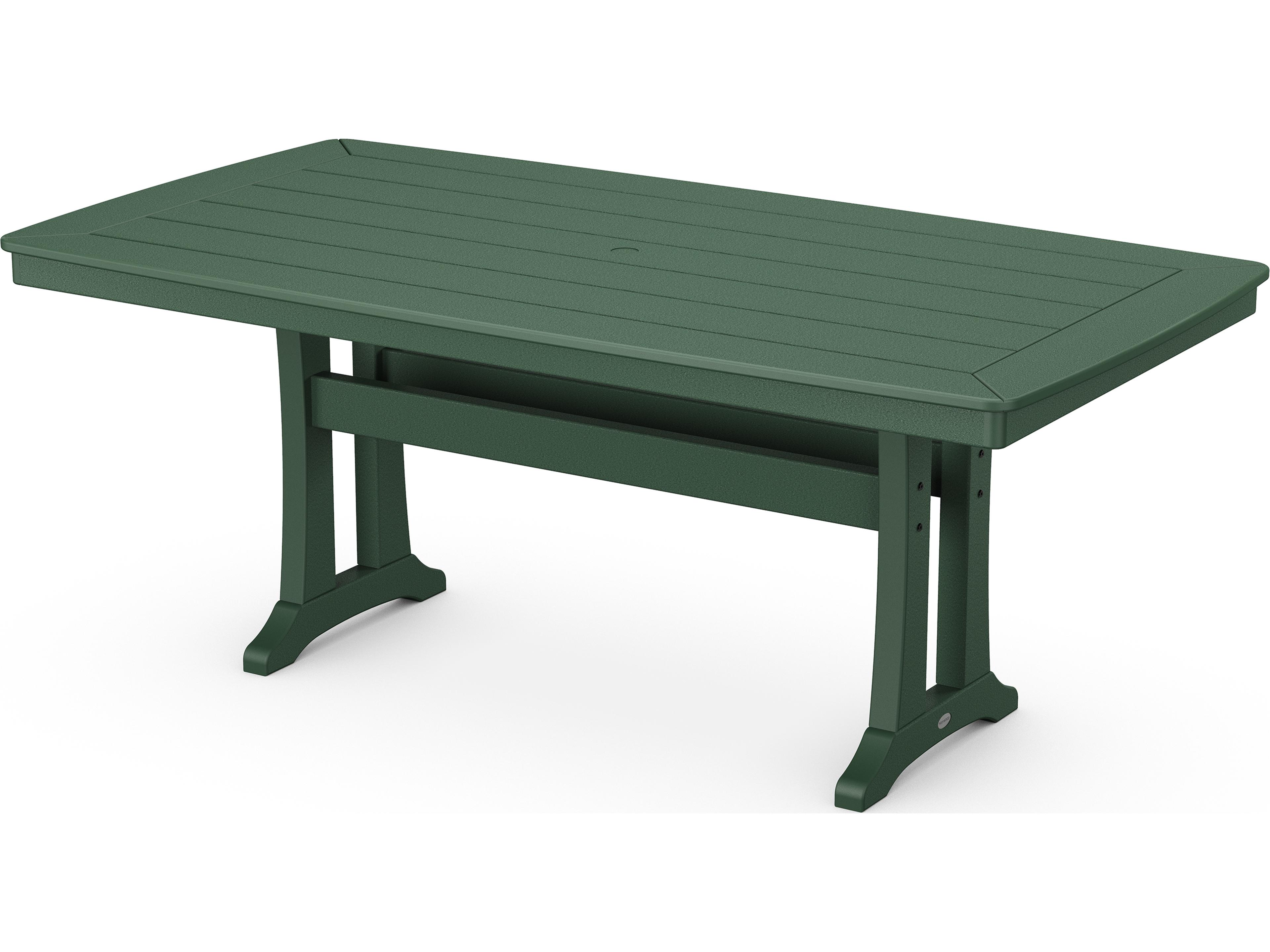 POLYWOOD® Nautical Recycled Plastic Rectangular Patio Dining Table with Umbrella Hole