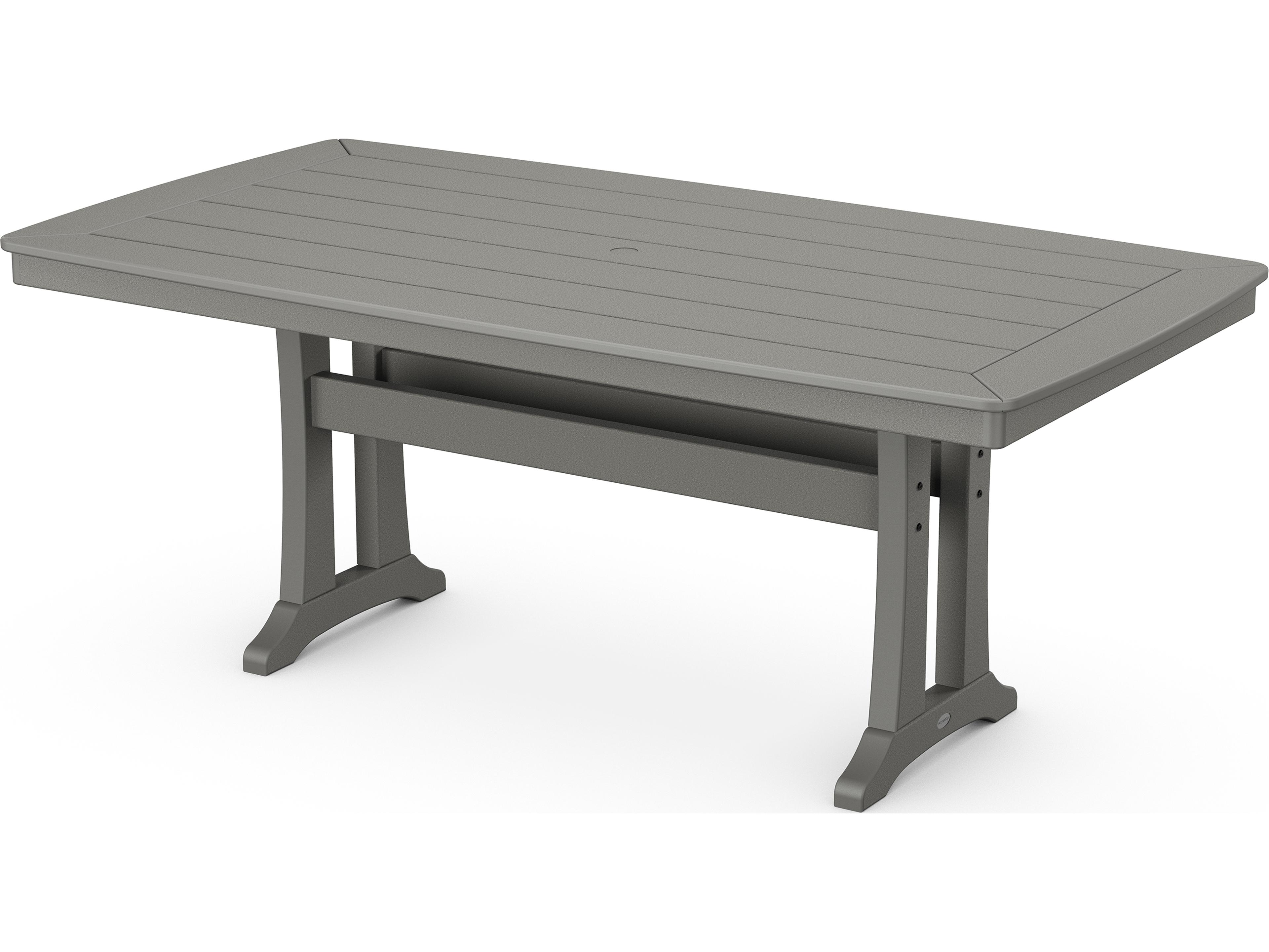 POLYWOOD® Nautical Recycled Plastic Rectangular Patio Dining Table with Umbrella Hole