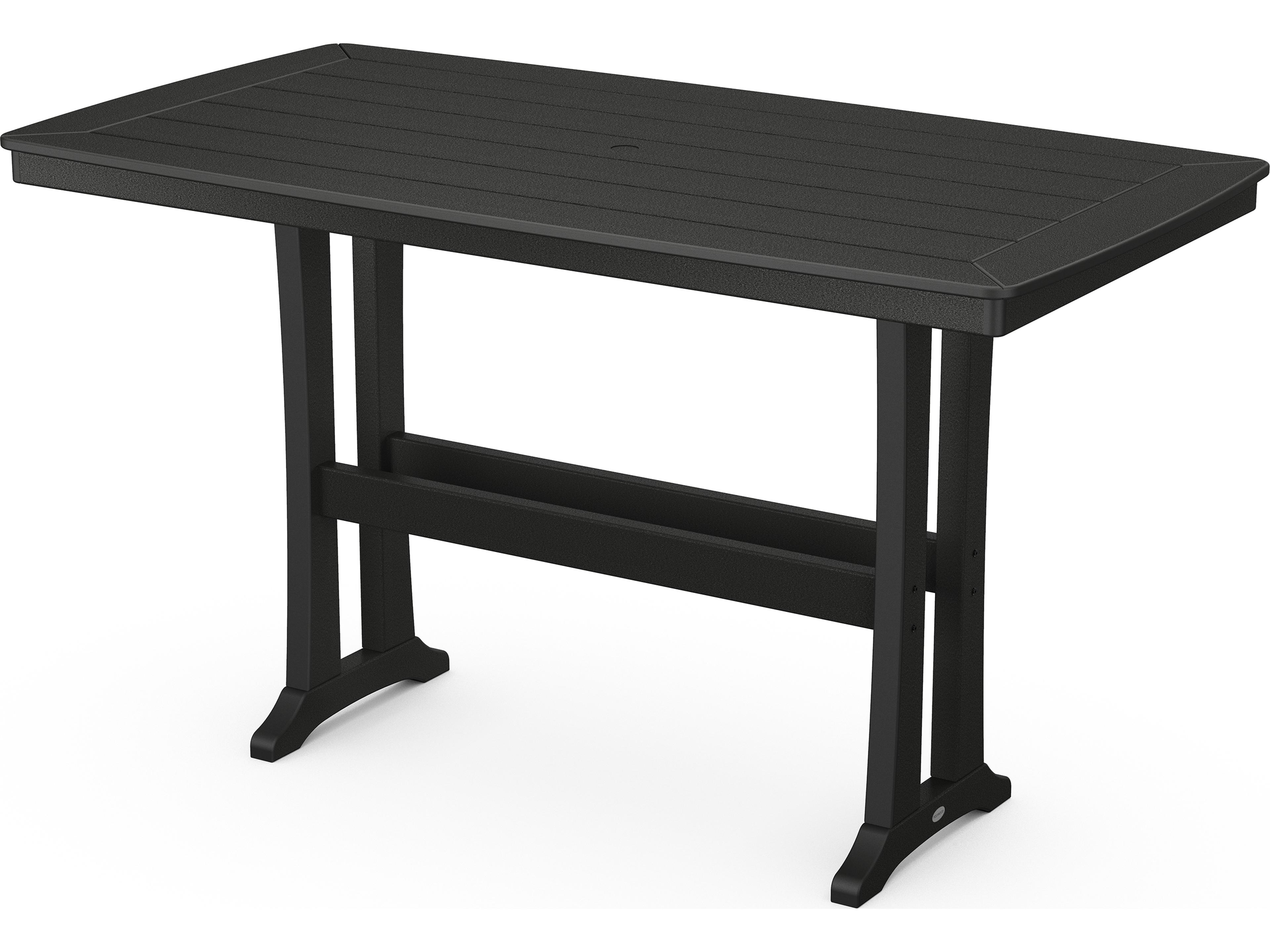 Nautical Farmhouse Recycled Plastic Rectangular Trestle Outdoor Patio Bar Table