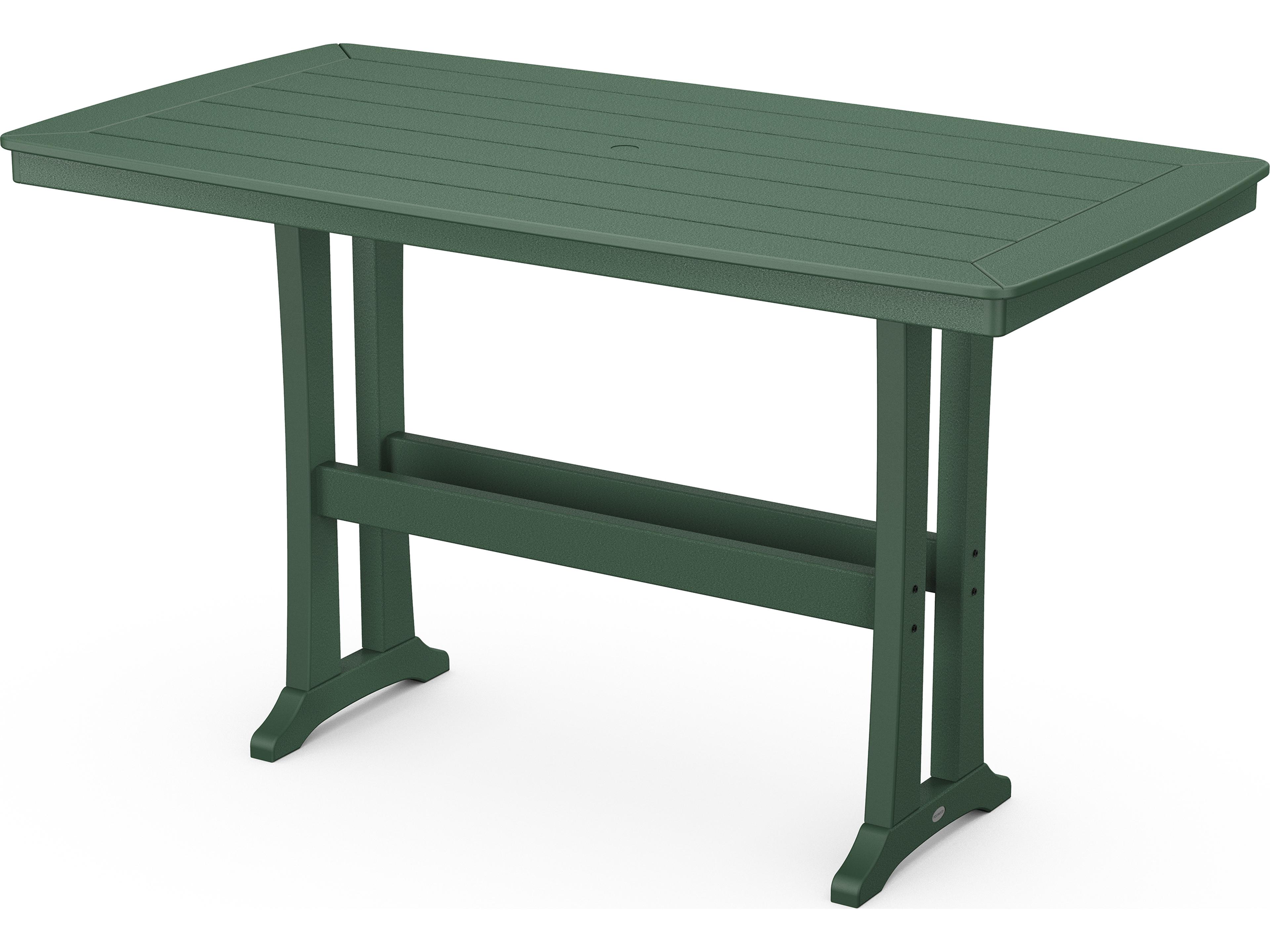 POLYWOOD® Nautical Farmhouse Recycled Plastic Rectangular Trestle Outdoor Patio Bar Table